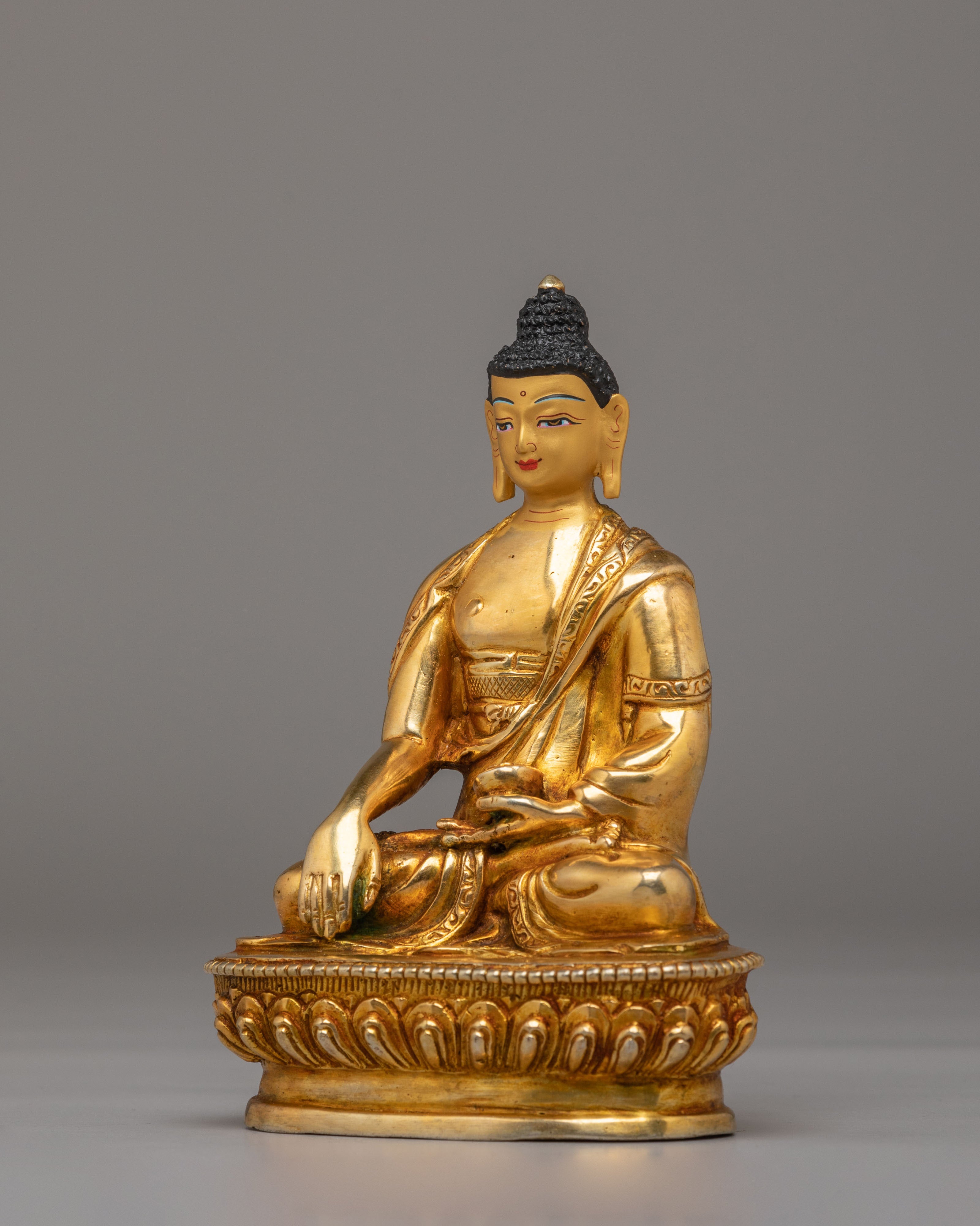 Scared Shakyamuni Buddha Sculpture | Gold Plated Meditation Altar Decor