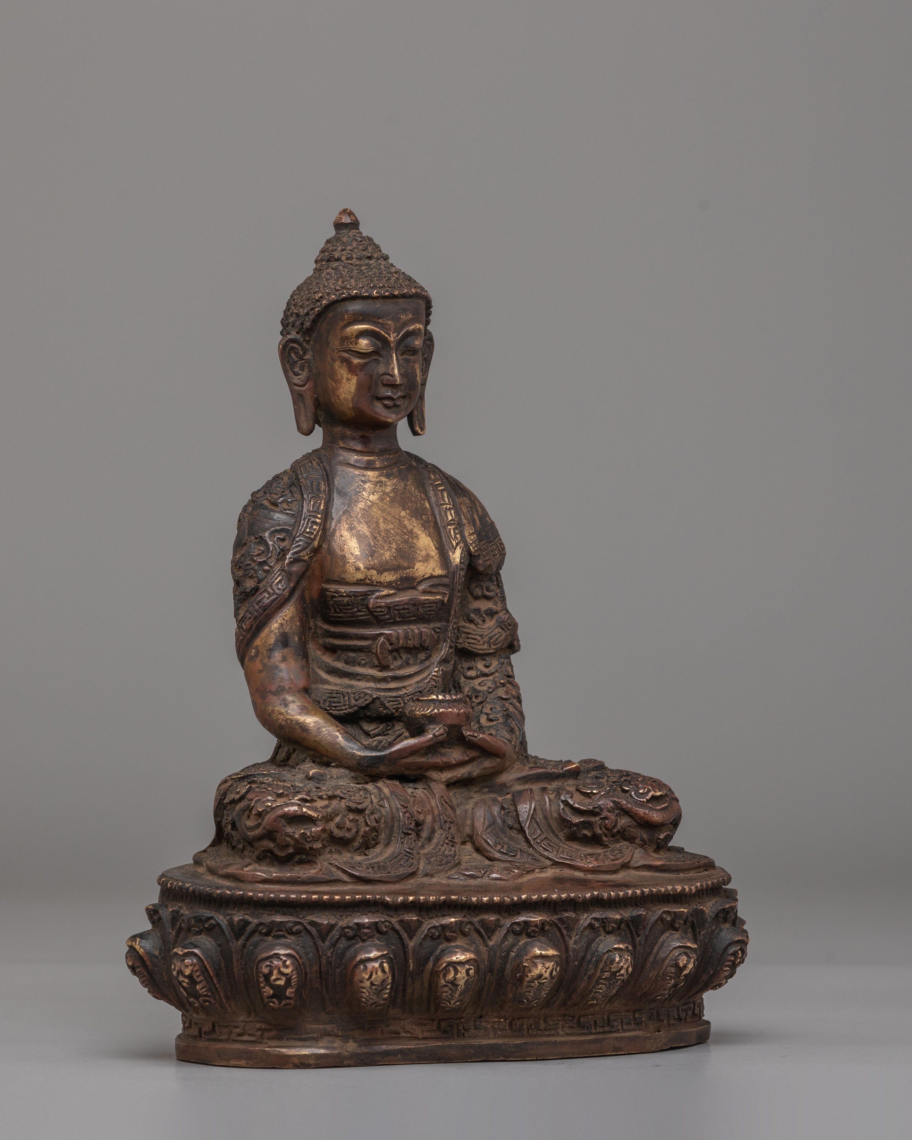 Amitabha Buddha Altar Statue | Handcrafted Brass Sculpture for Meditation & Blessings