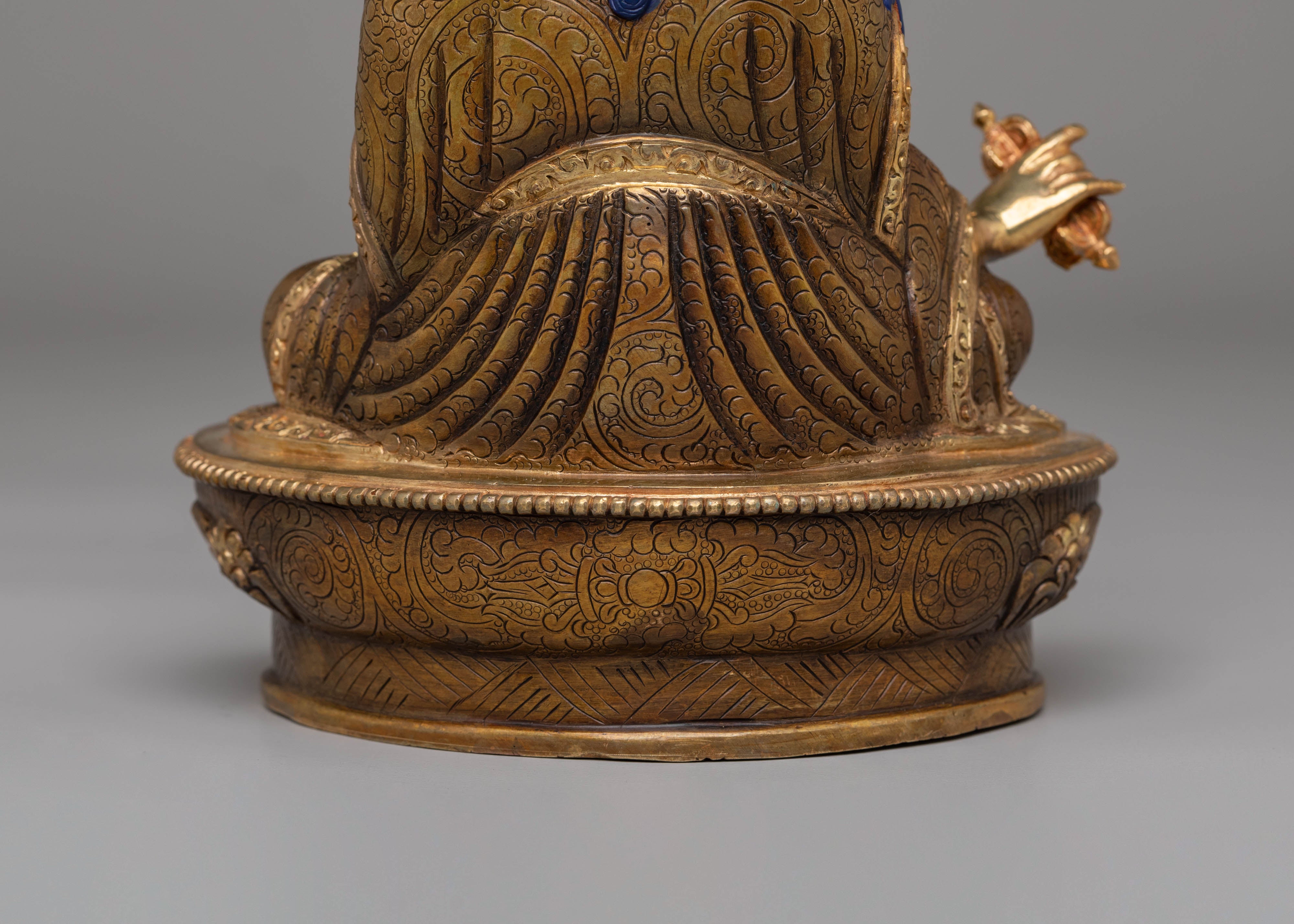 24k Gold Glided Statue of Guru Rinpoche | Divine Representation of Wisdom