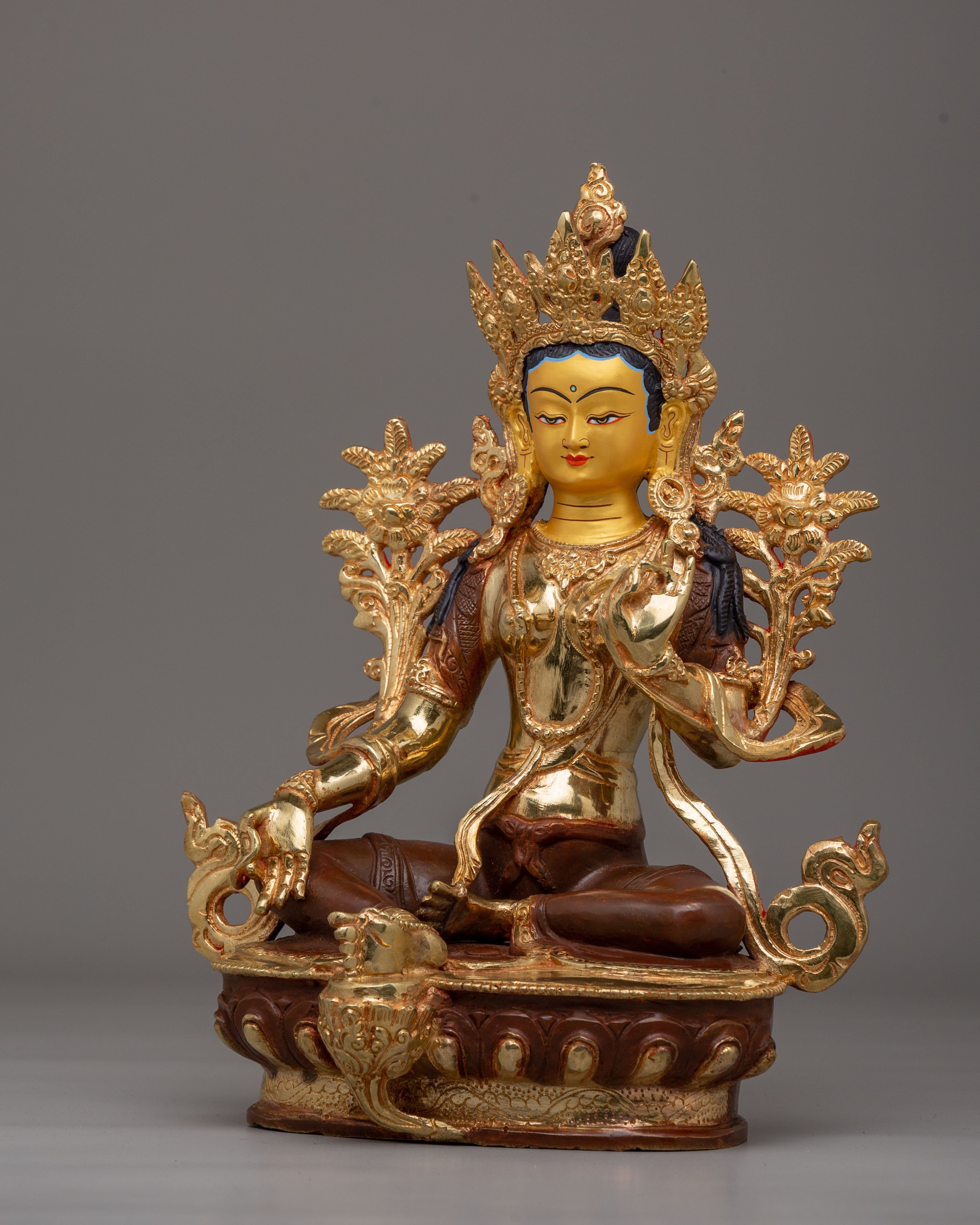 Green Tara Himalayan Copper Statue | Traditional Green Tara Statue