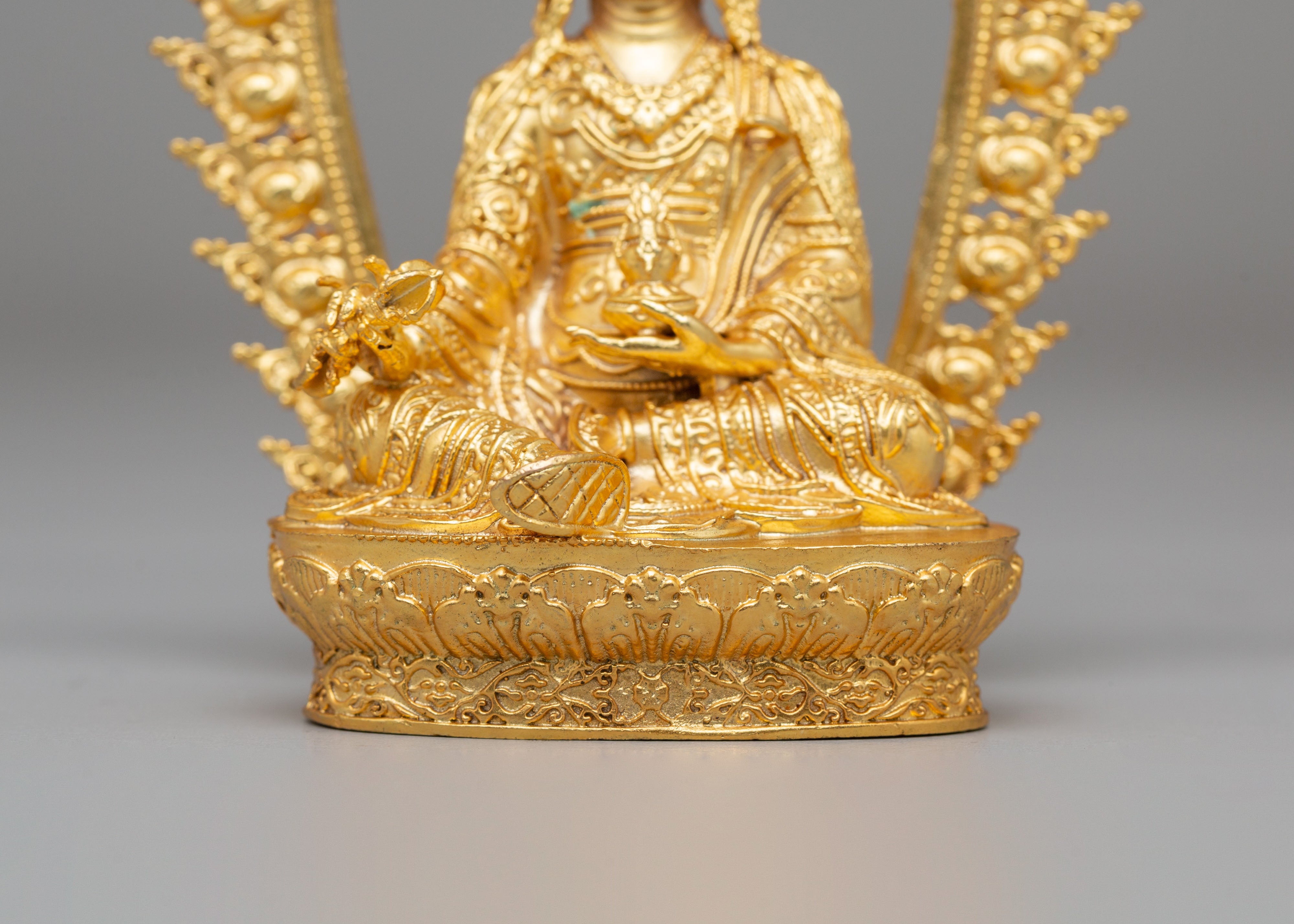 Padmasambhava Meditation Statue | Gold-plated copper statue