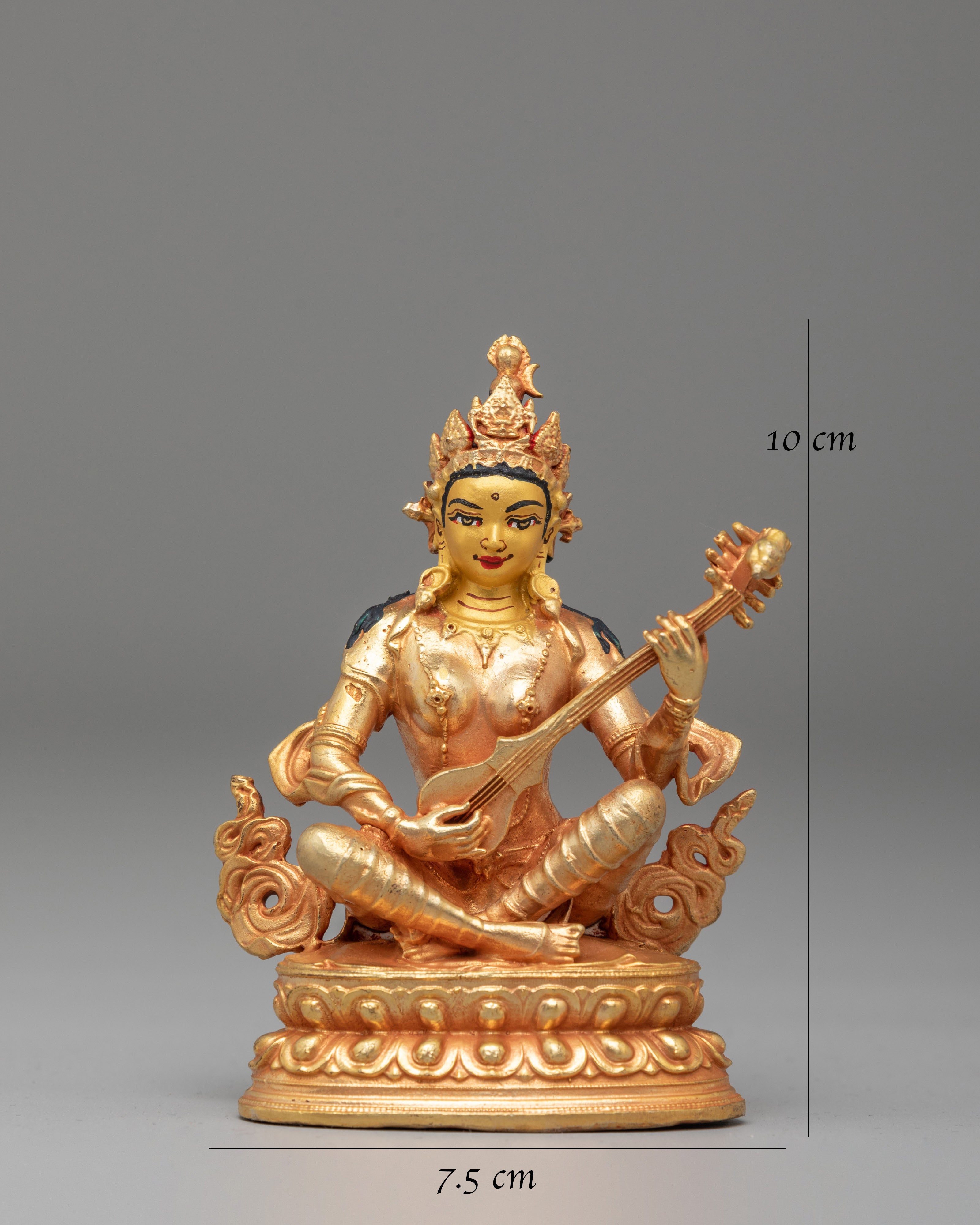 Goddess of Knowledge Saraswati Statue | 24K Gold Plated Saraswati