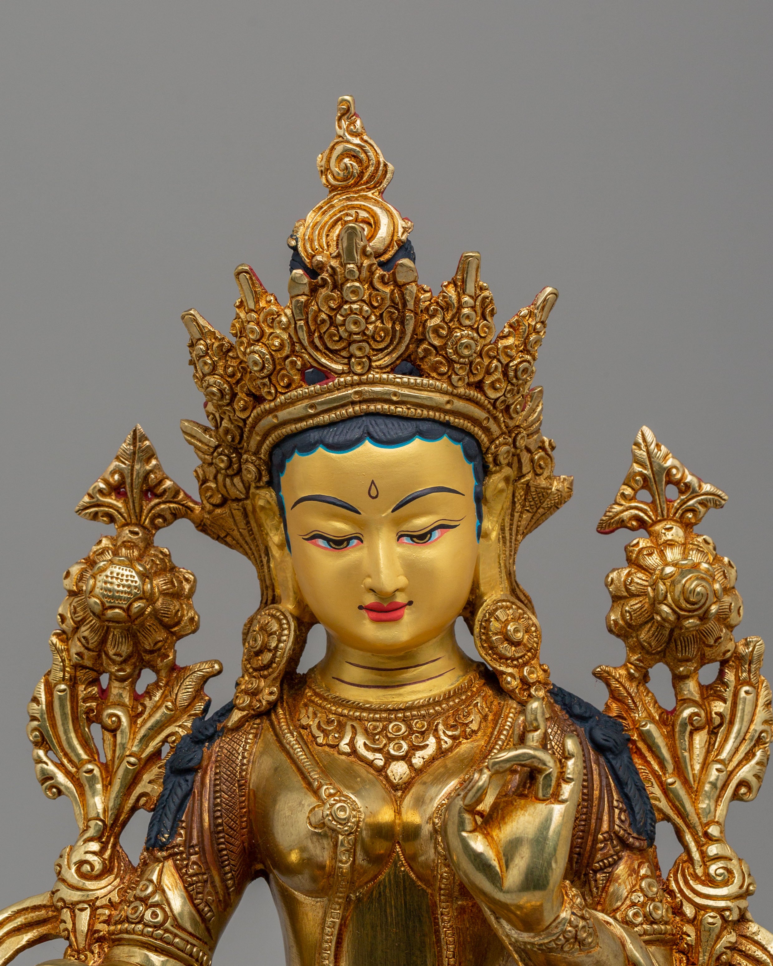Handcrafted Green Tara Statue | Tibetan Buddhist Goddess Sculpture