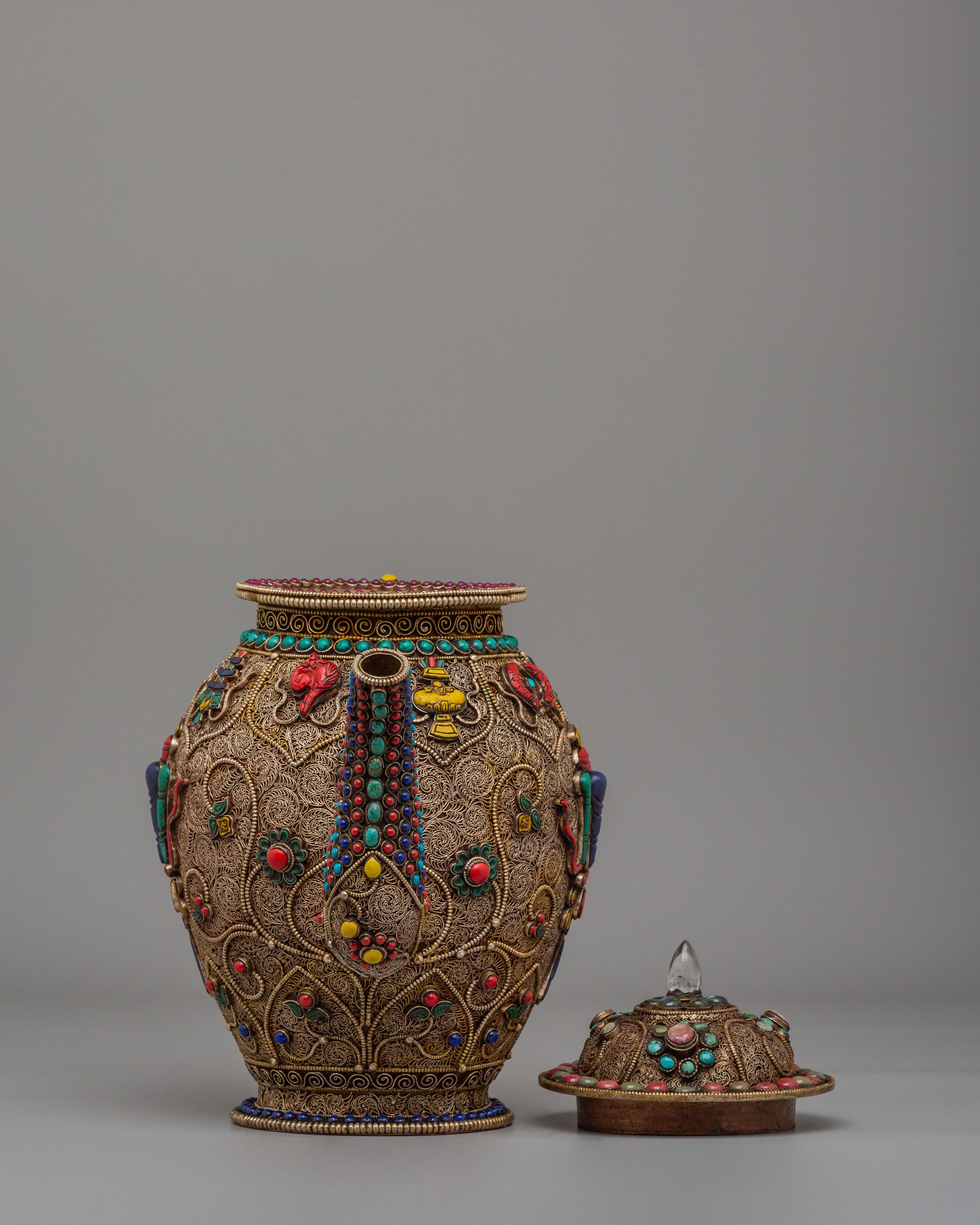 Buddhist Ceremony Tea Pot | Sacred Himalayan Religious Artwork