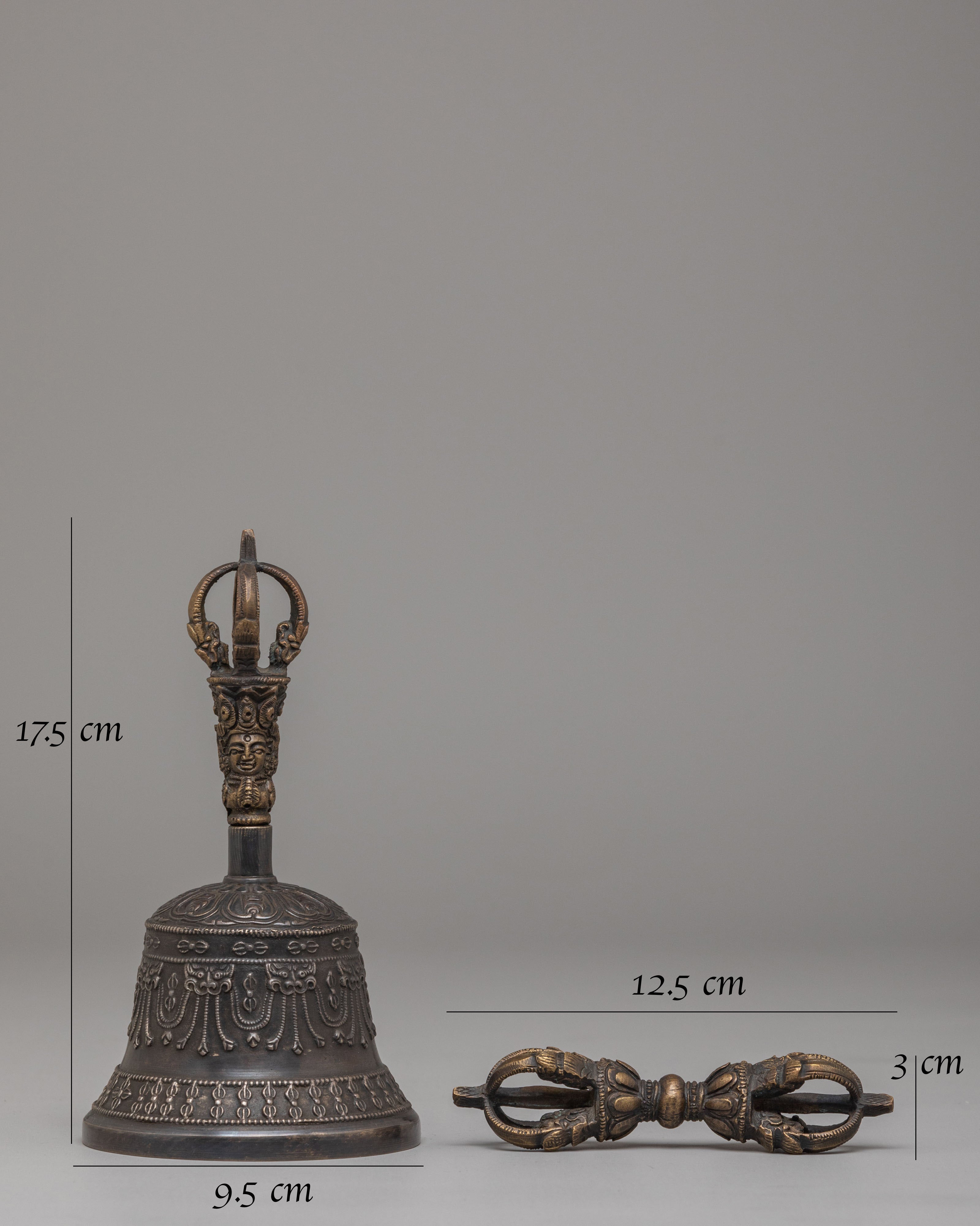 Decorative Tibetan Vajra & Bell Set | Bronze Brass Buddhist Meditation Tool