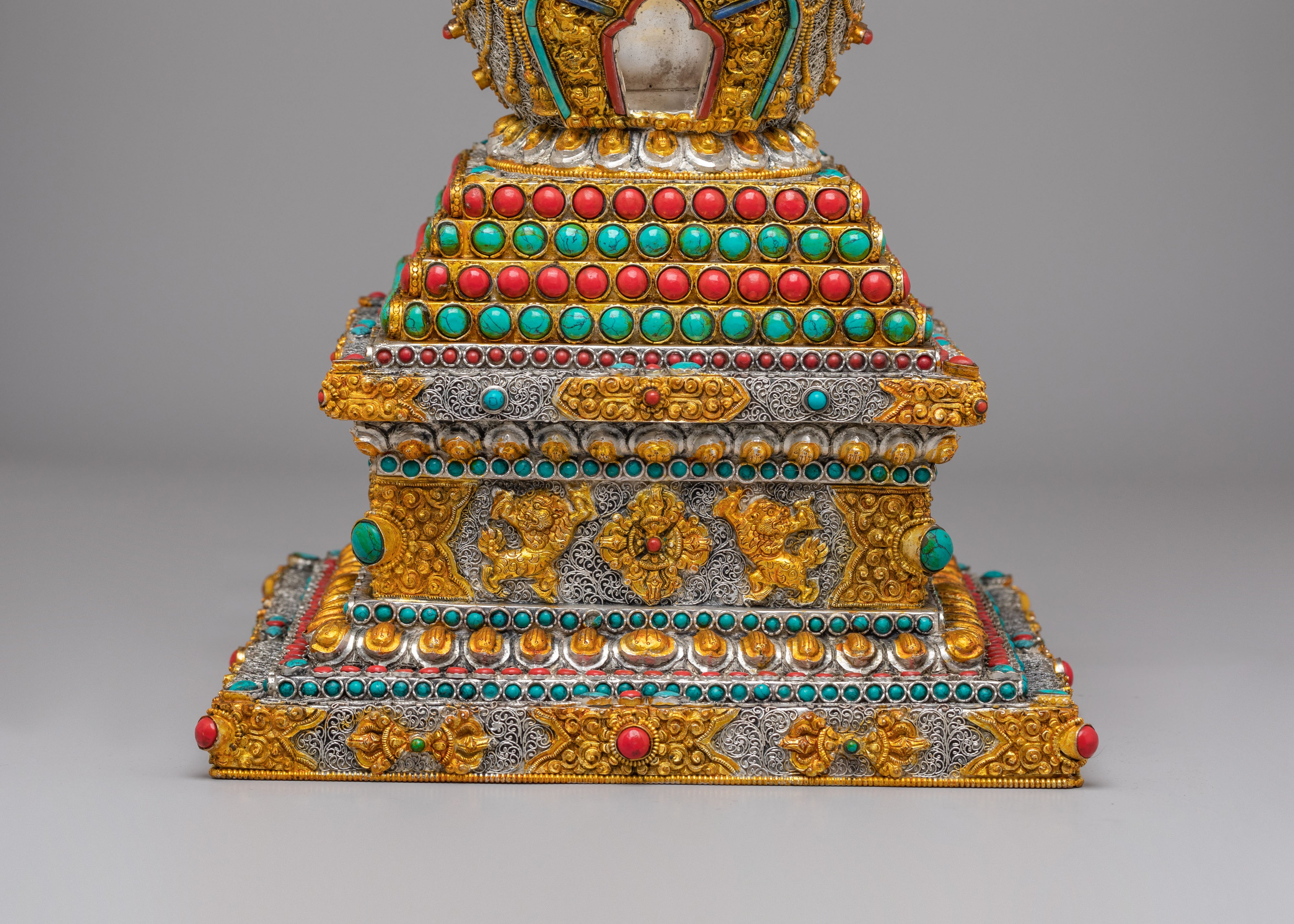 Spiritual Enlightenment Stupa for Altar | Handcrafted Copper Stupa for Meditation