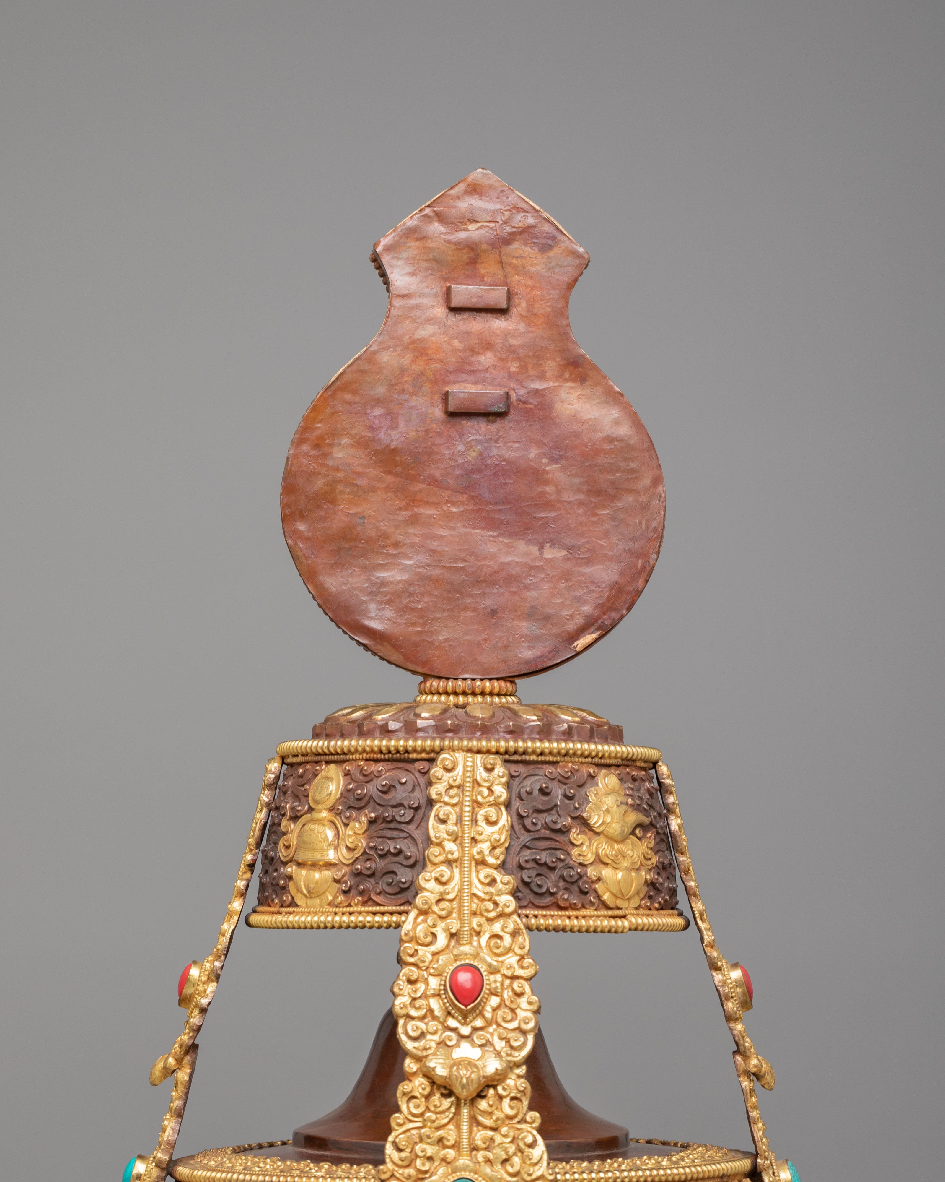 Himalayan Sacred Long Life Vessel | Gold Plated Copper Buddhist Ritual Vessel