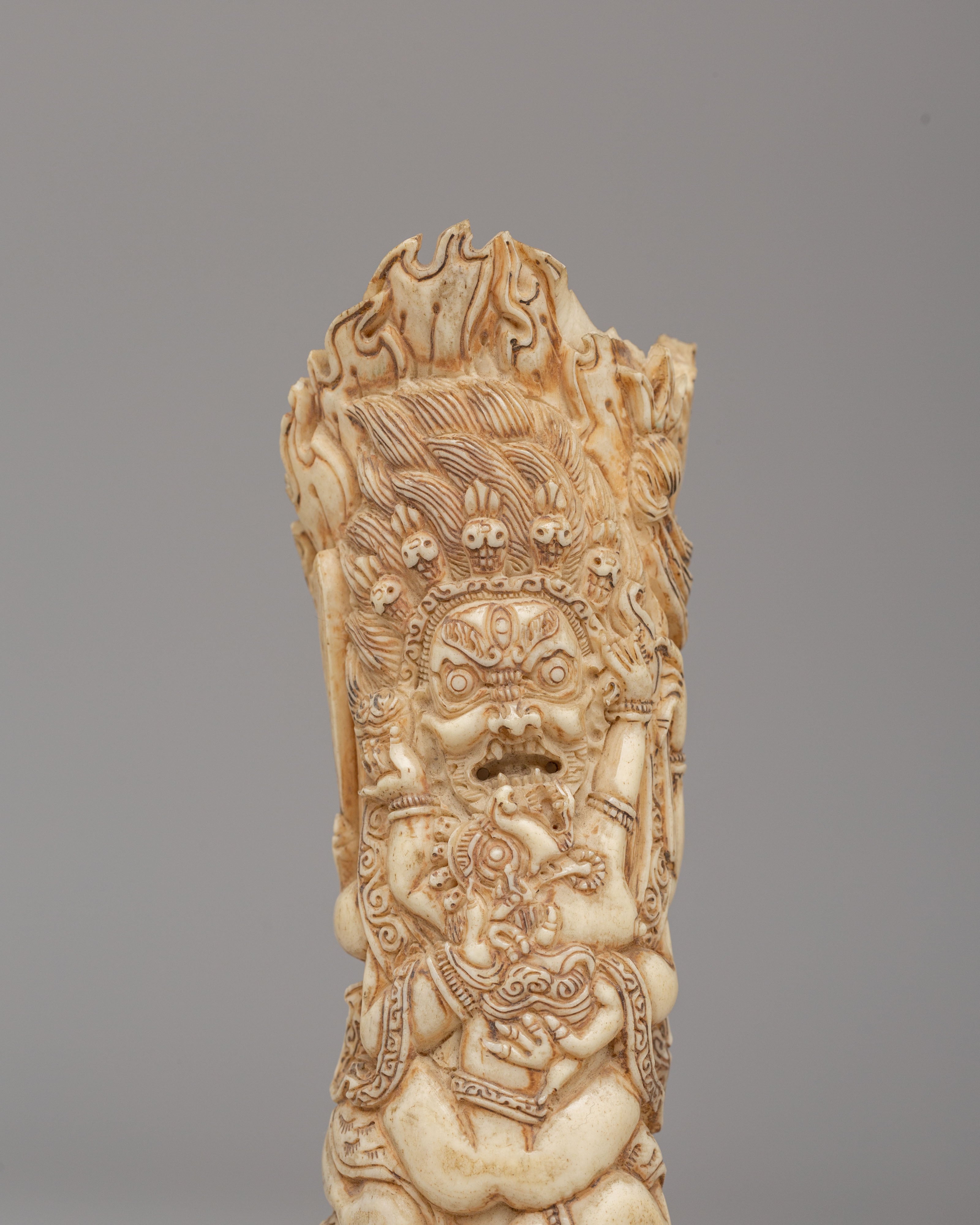 Sacred Bone Mahakala Sculpture | Perfect for Spiritual Decor