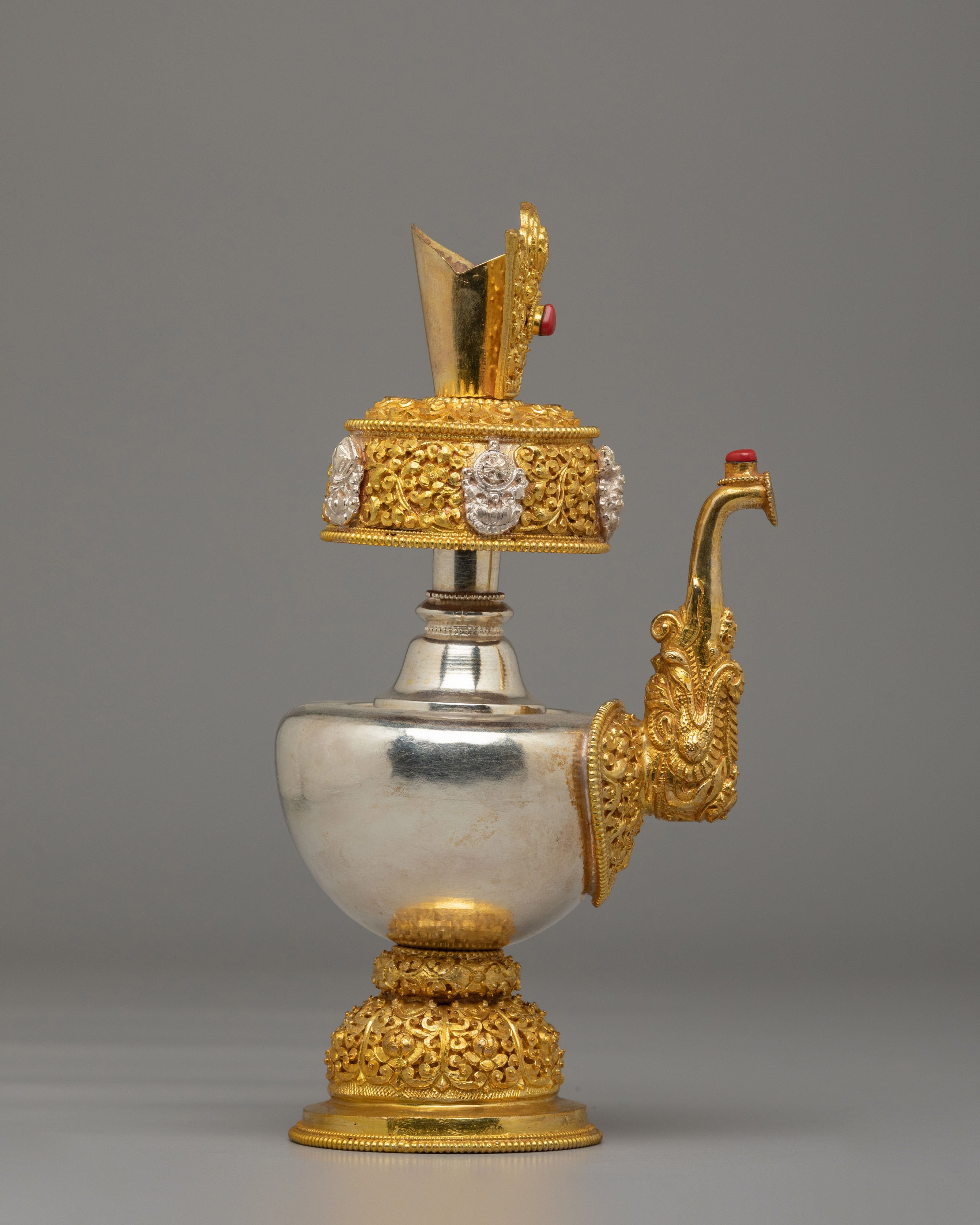 Handcrafted Ritual Bhumba | Gold & Silver Plated Copper Vessel