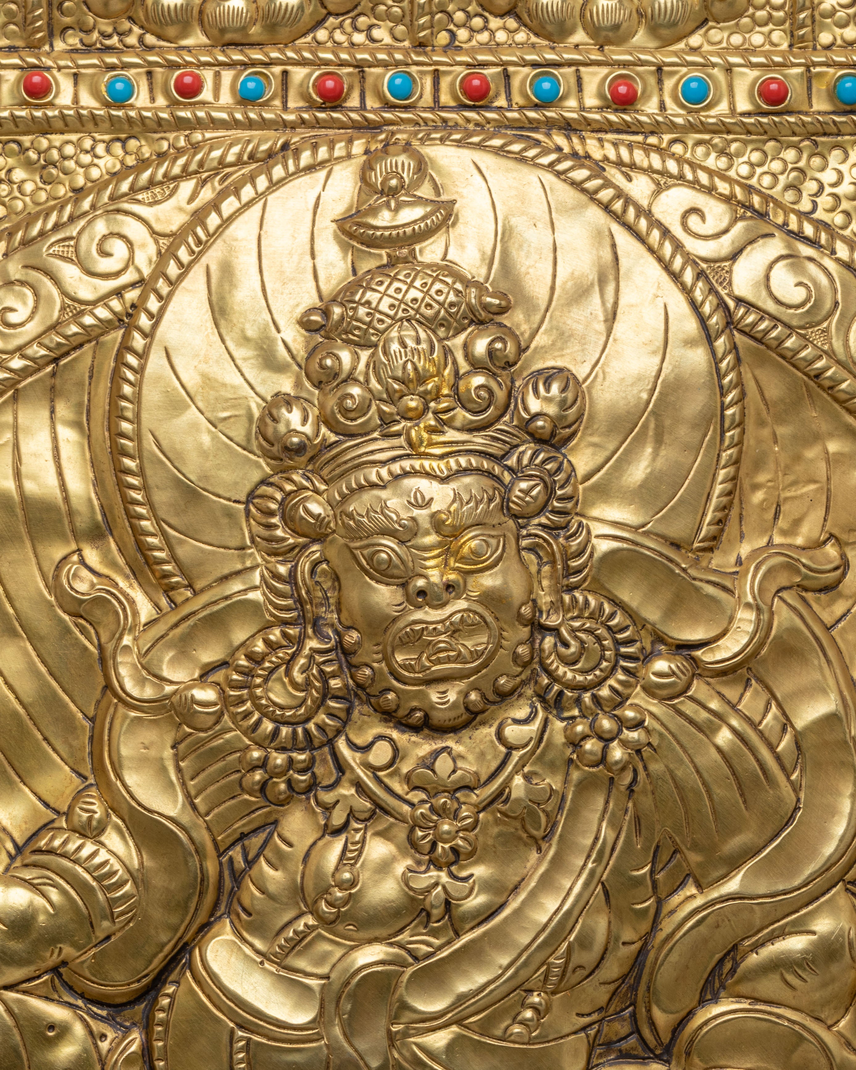 Buddhist Prosperity Deity Wall Hanging Art | Handmade Wooden Artwork
