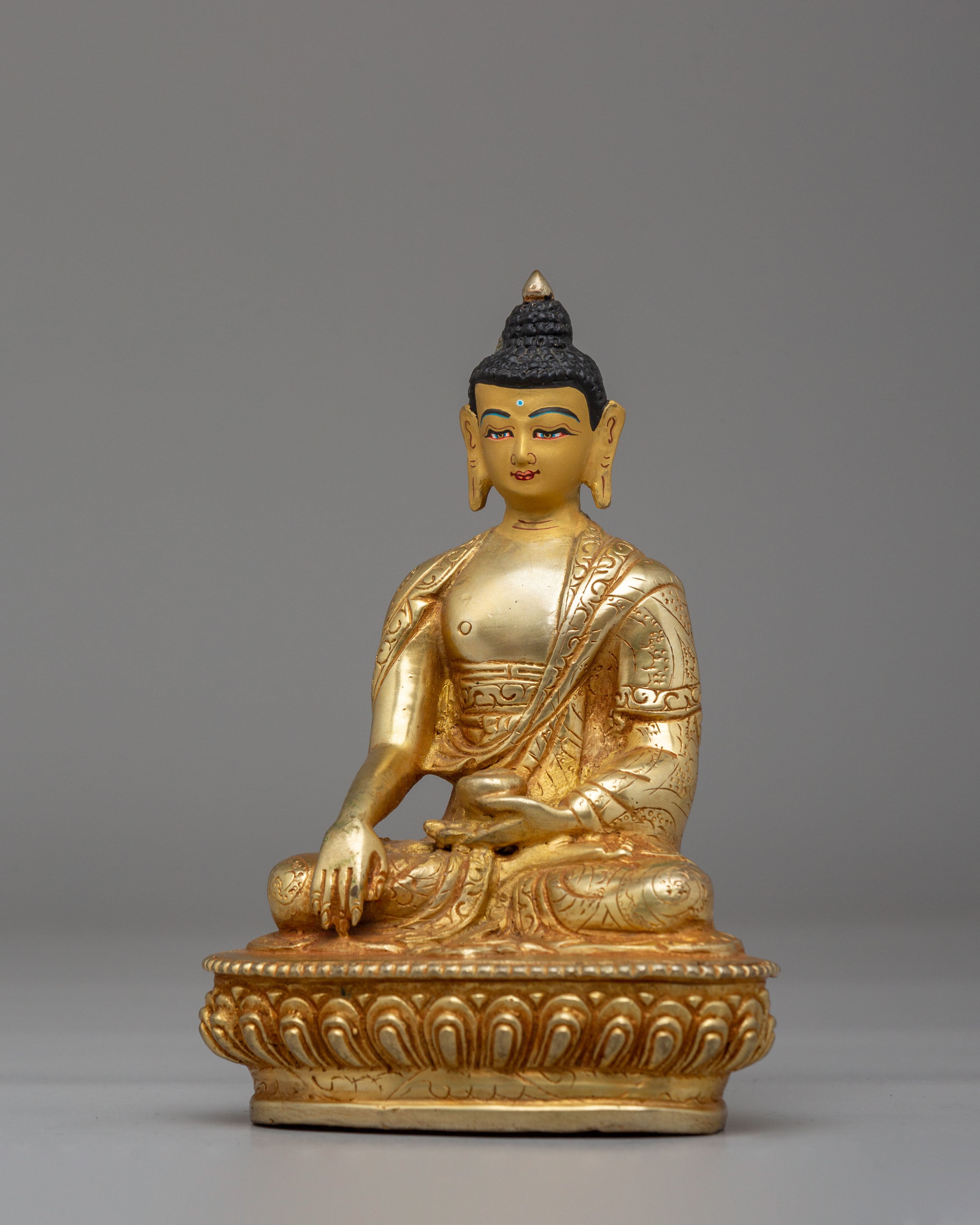 Historic Shakyamuni Buddha Altar Statue | Sacred Gold Plated Copper Buddha for Meditation