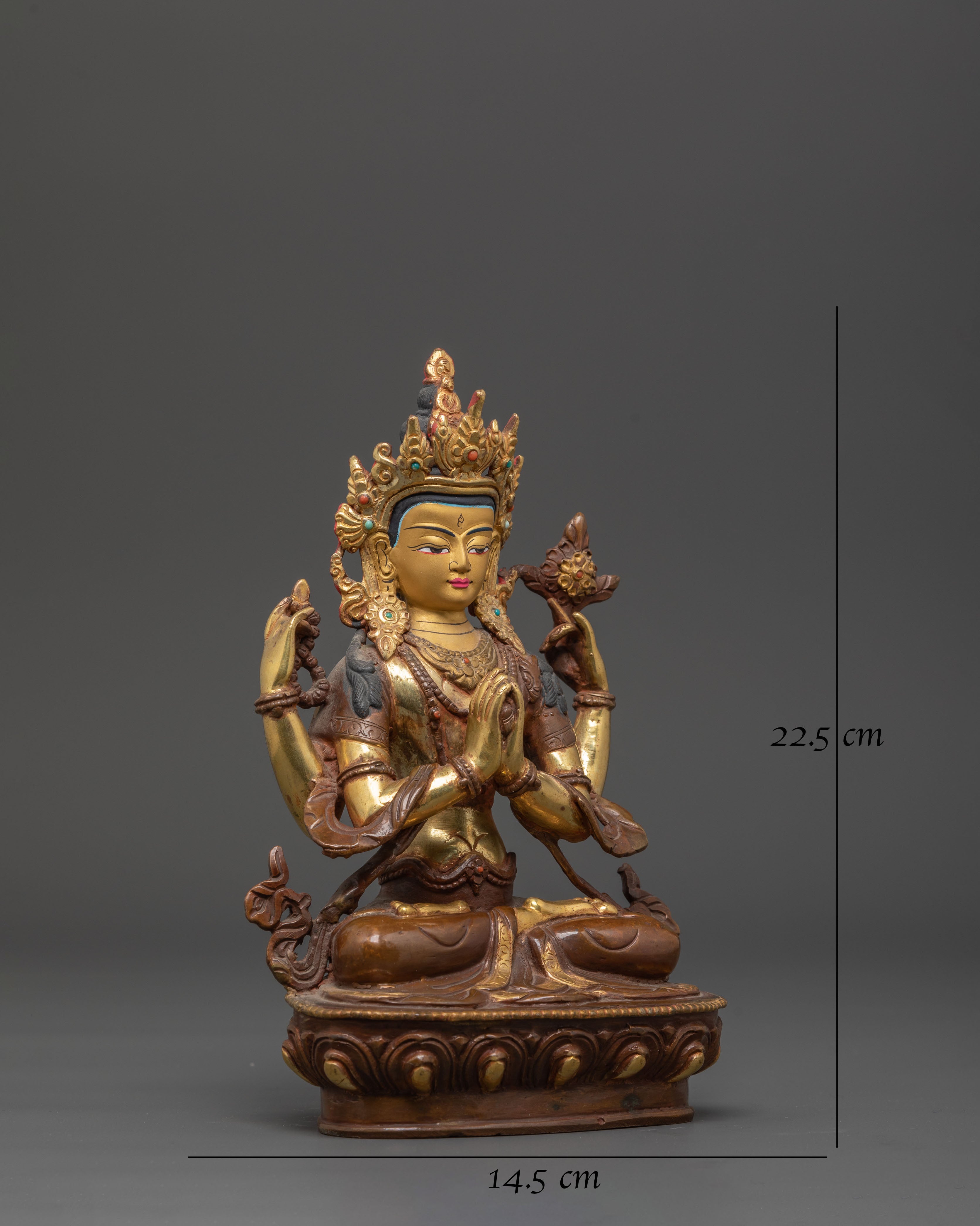 Sacred Four-Armed Chenrezig Statue | Tibetan Artwork