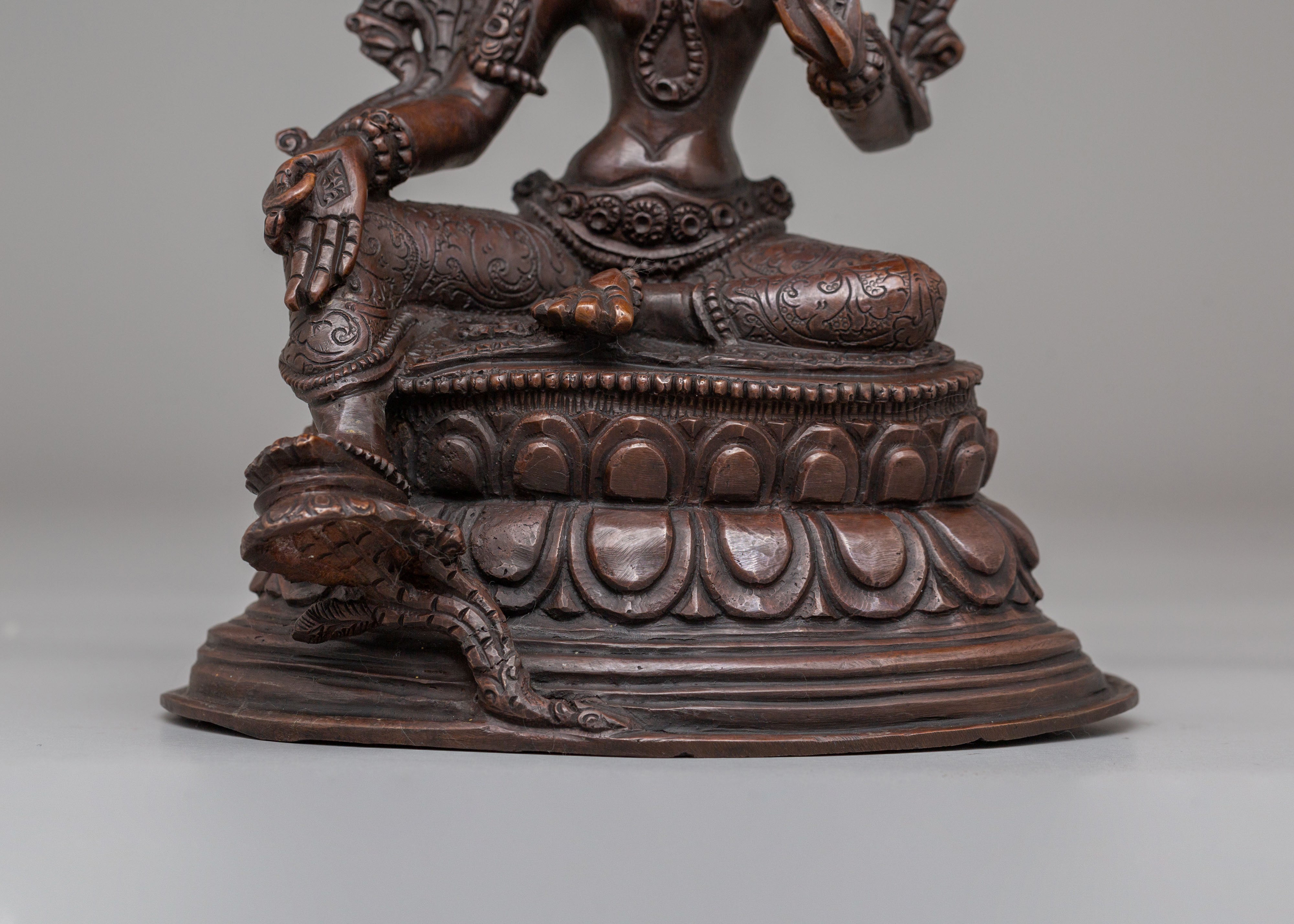 Ceremonial Green Tara Shrine Statue | Spiritual Artwork