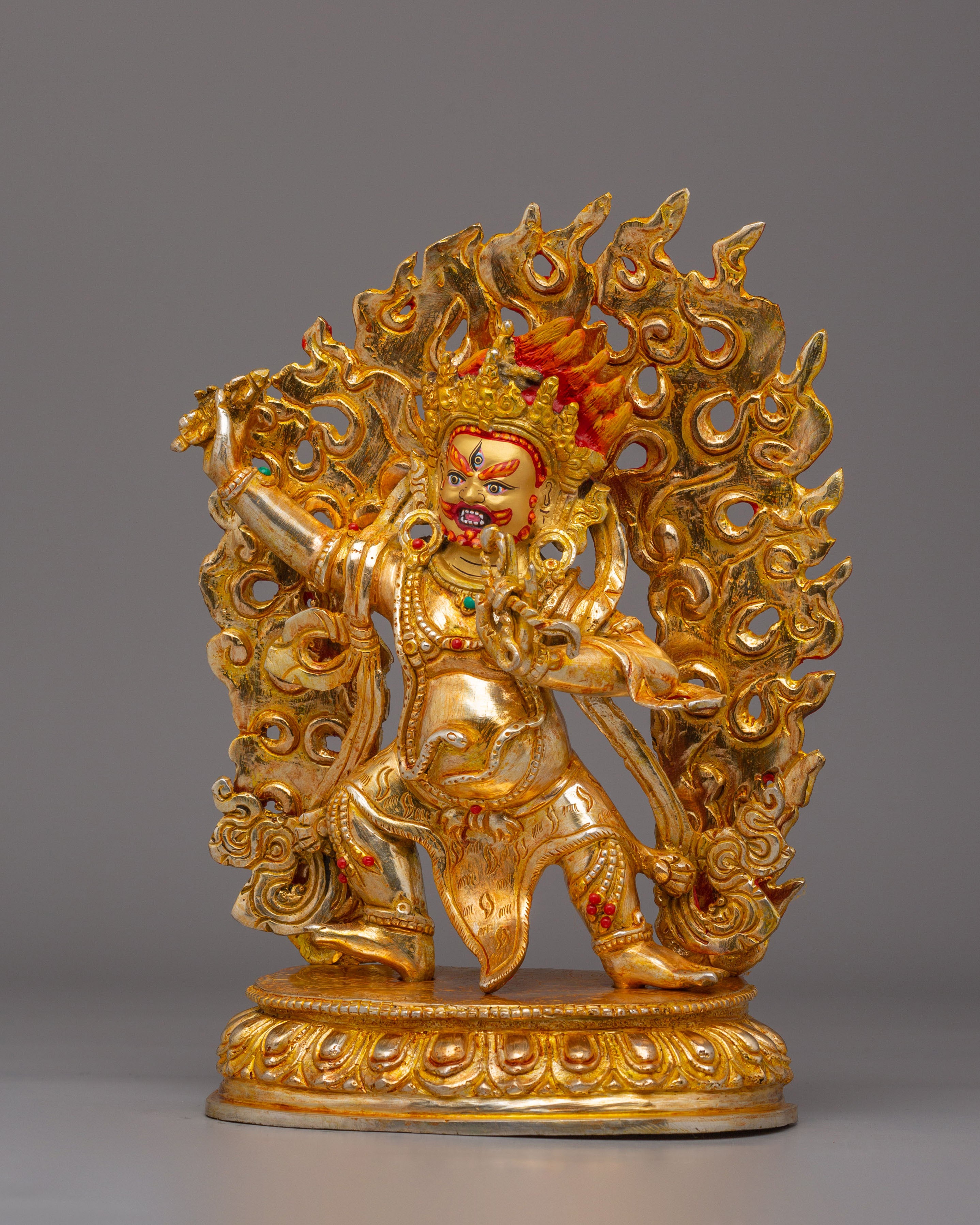Divine Vajrapani Statue | Electro Gold Plated Protector Deity