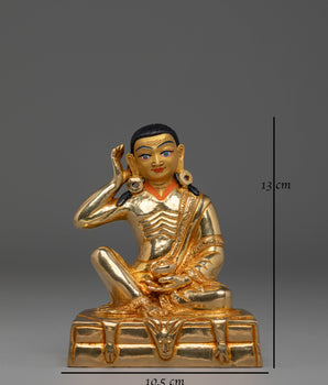 Sacred Milarepa Meditation Statue | Gold Plated Copper Figurine