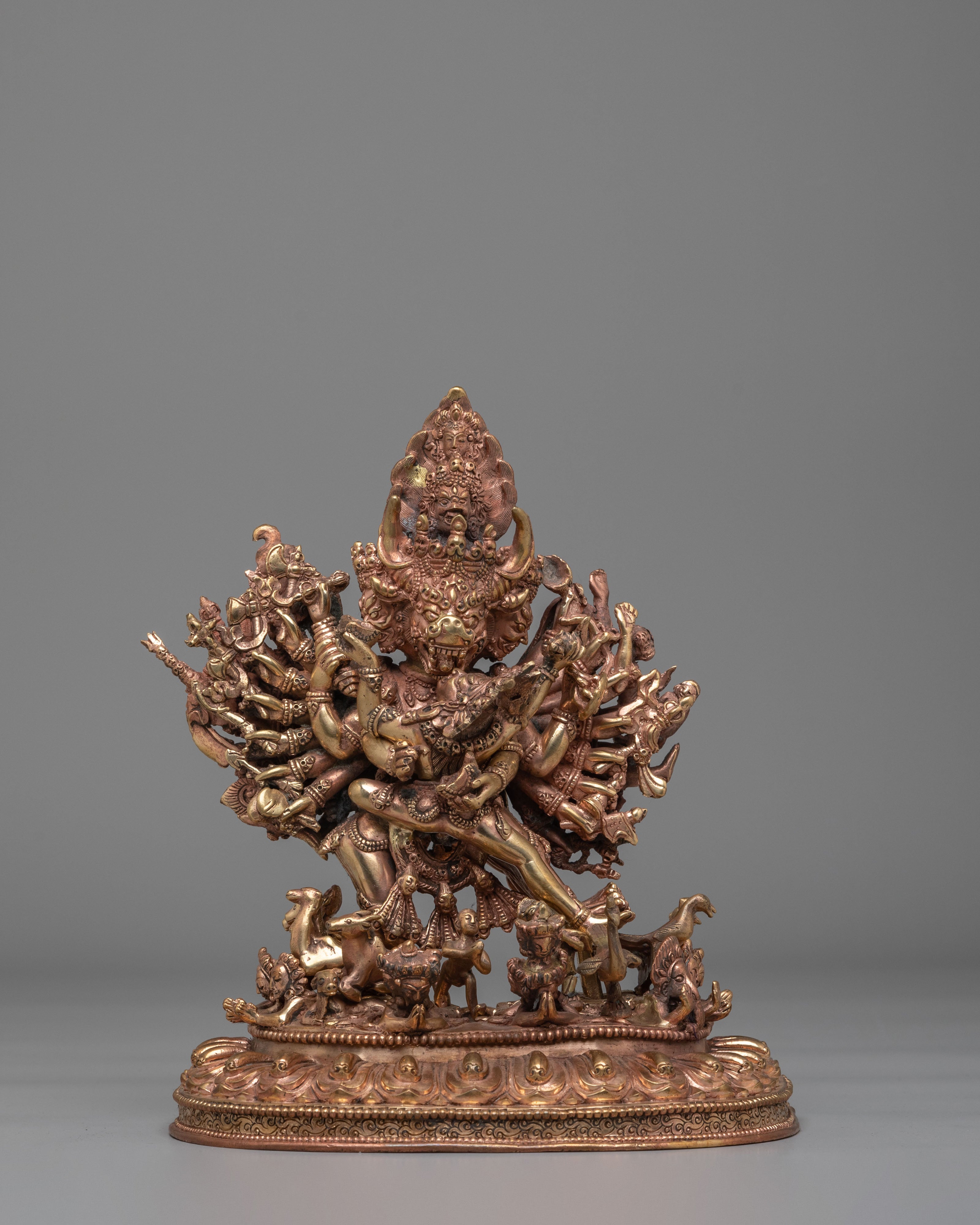 Handmade Yamantaka with Consort Statue | Wrathful Deity Sculpture for Meditation