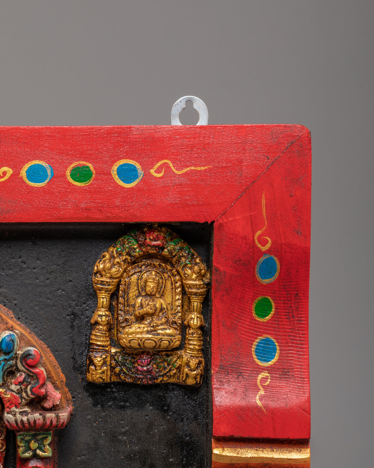 Buddhist Green Tara Wall Hanging | Buddhist Artwork with Chenrezig, Manjushri & Amitayus