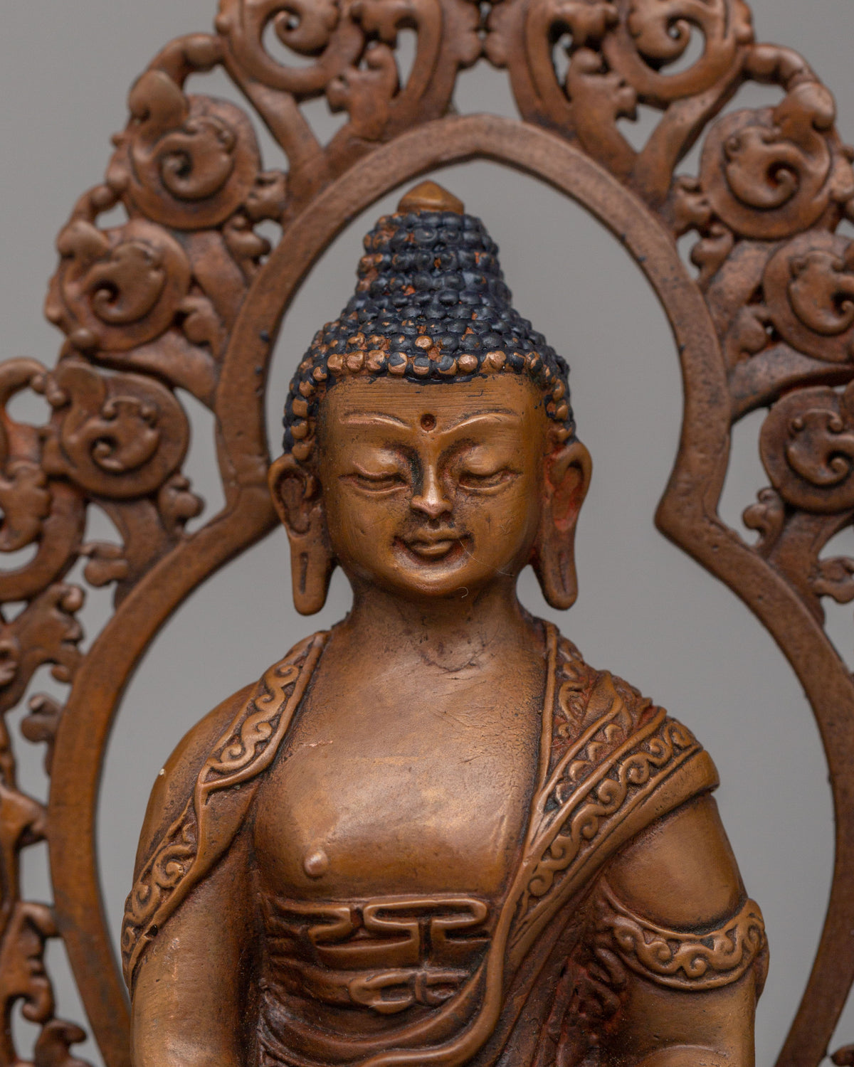 Amitabha Buddha Deity Statue | Handcrafted Copper & Wood Figure