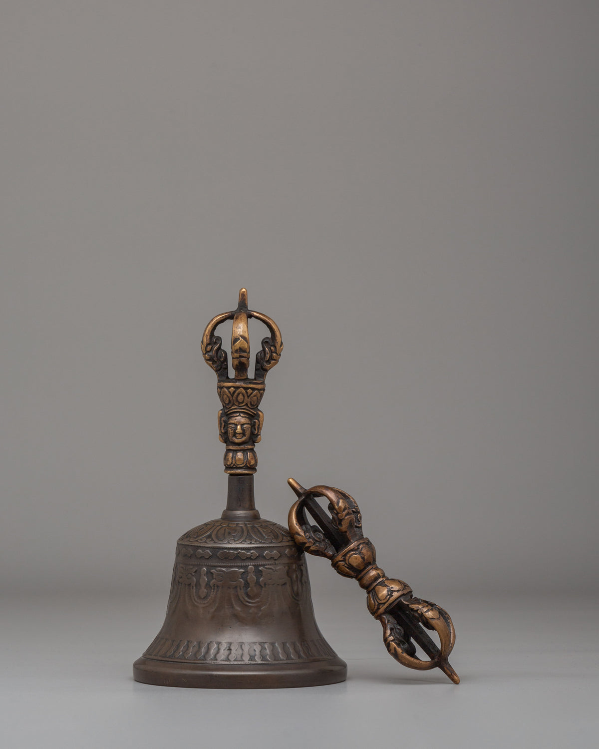 Himalayan Vajra and Bell Set for Ritual | Bronze Buddhist Ritual Tools