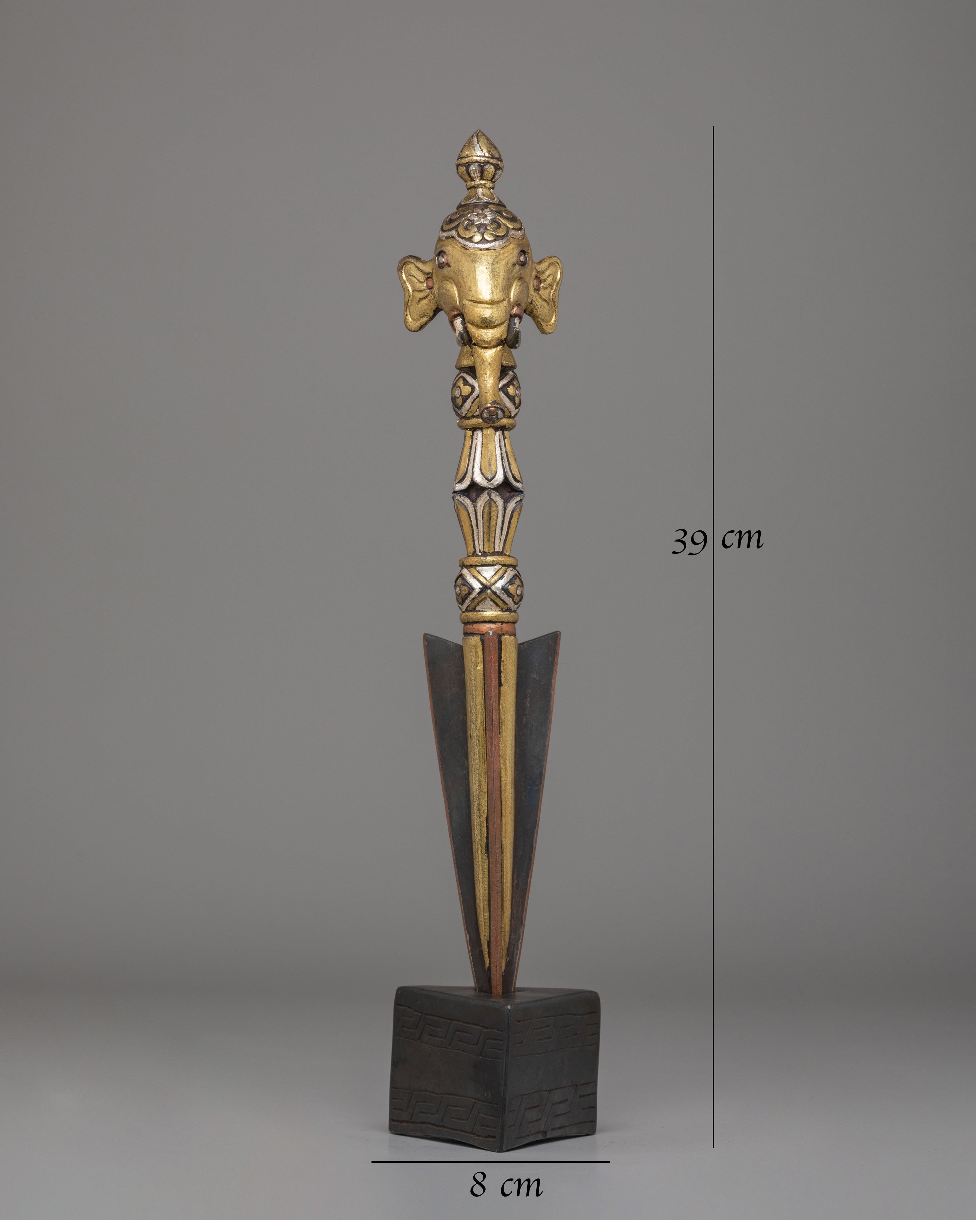 Phurba Ritual Dagger with Elephant Motif | A Sacred Tibetan Dagger