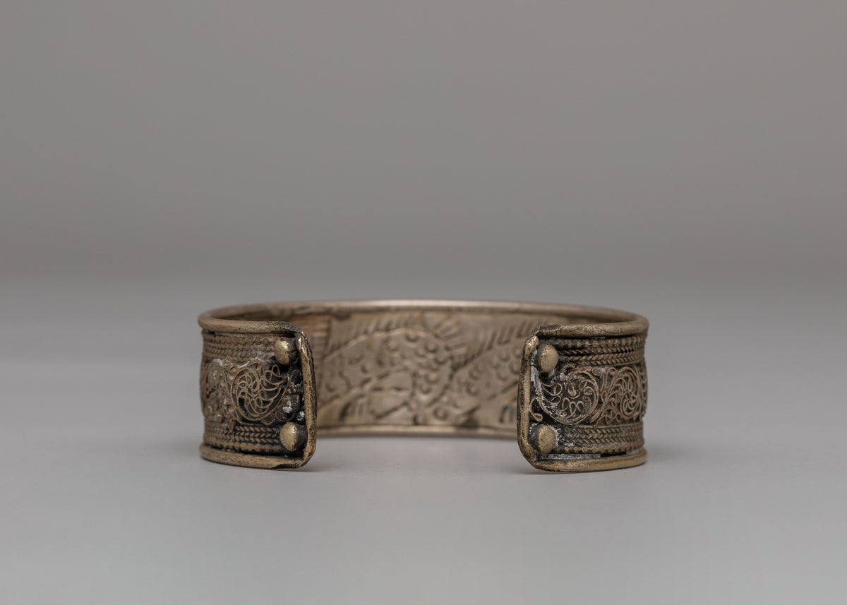 Tibetan Mantra Silver Bracelet | Spiritual Protection Jewelry