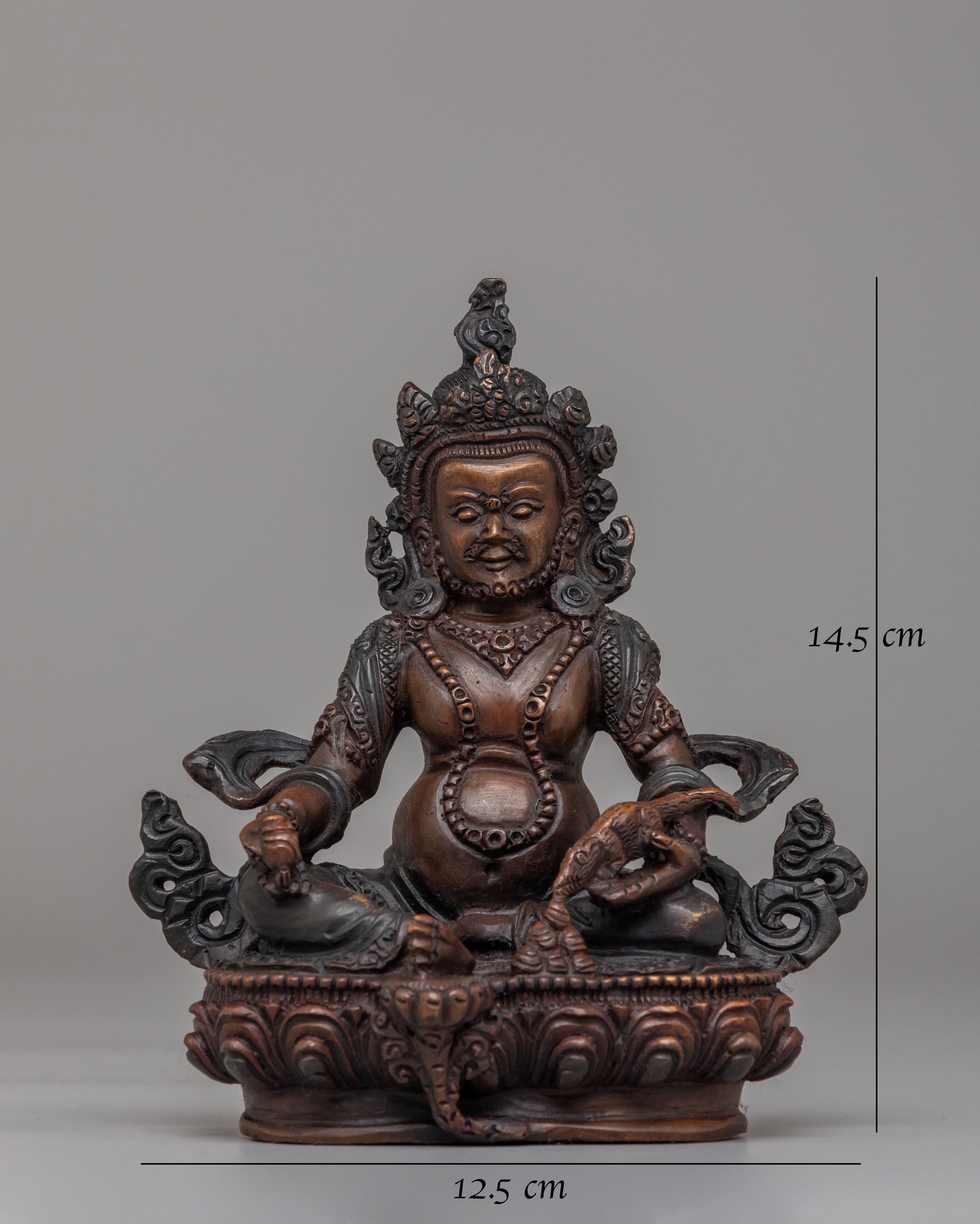 Dzambhala Wealth Protector Deity Statue | Copper Buddhist Altar Decor