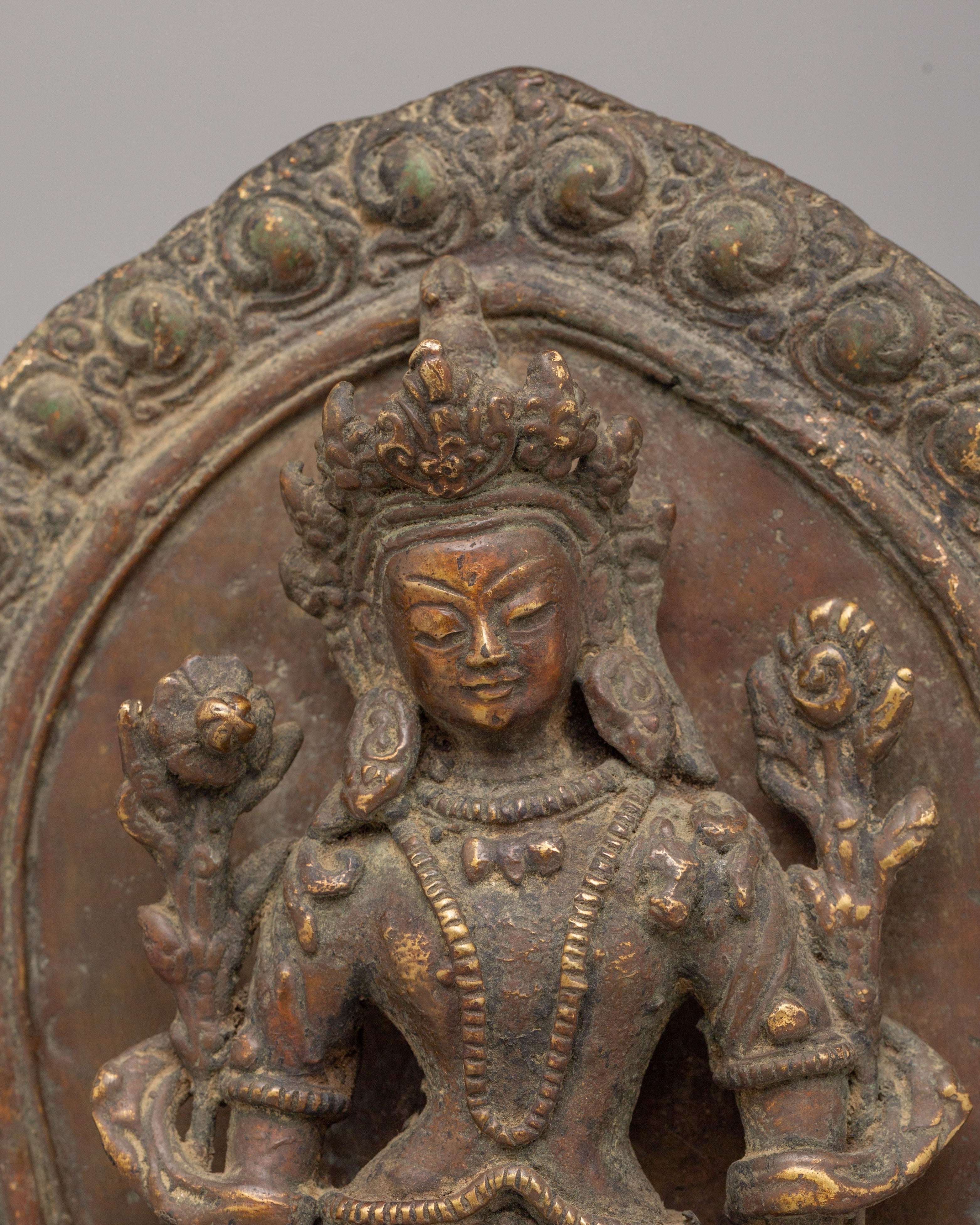 Himalayan Standing Deities Set | Antique Finished Copper Figurines