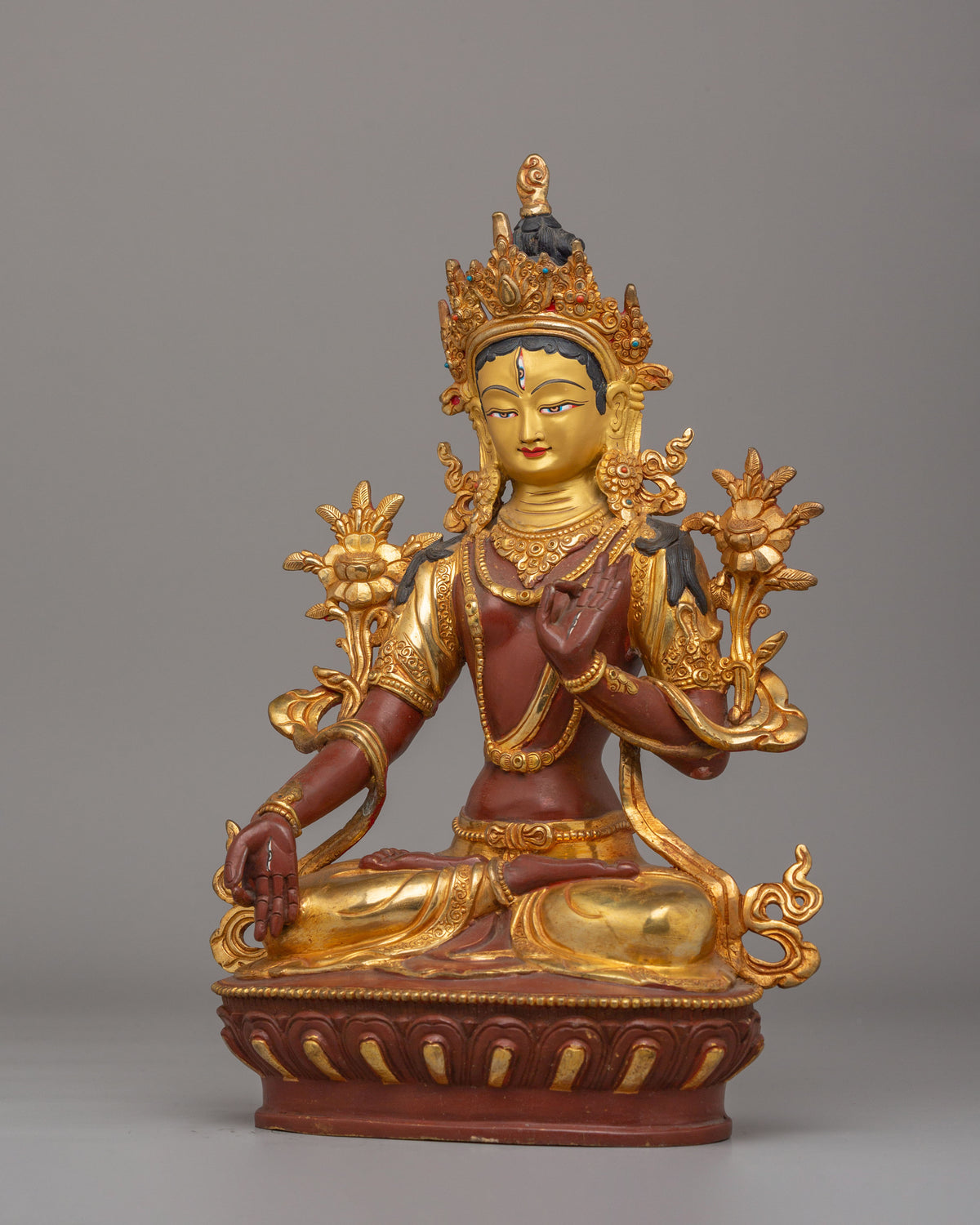 Tibetan Healing Deity White Tara Statue | Handcrafted Spiritual Decor