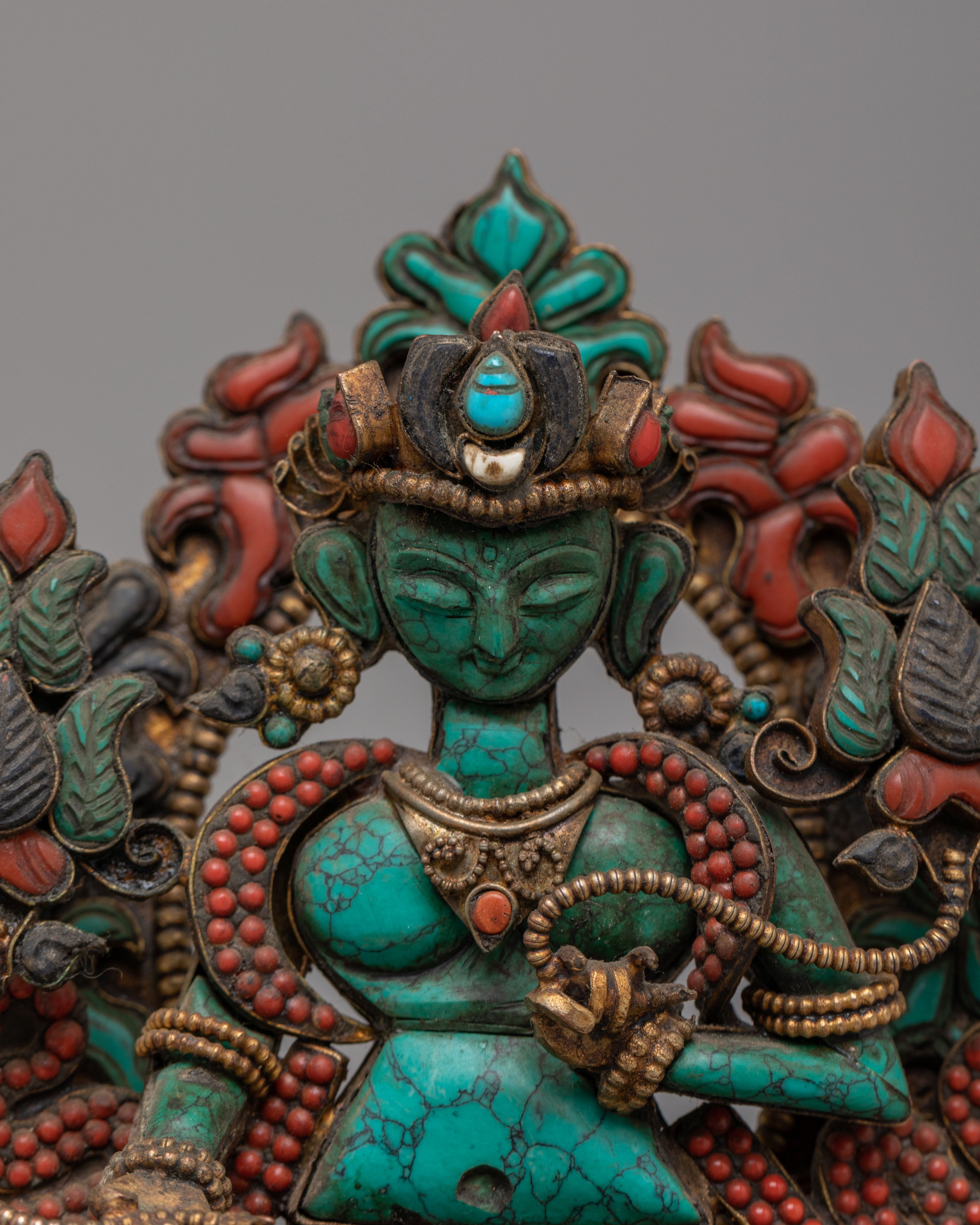 Green Tara Spiritual Statue | Handcrafted Tibetan Goddess of Compassion
