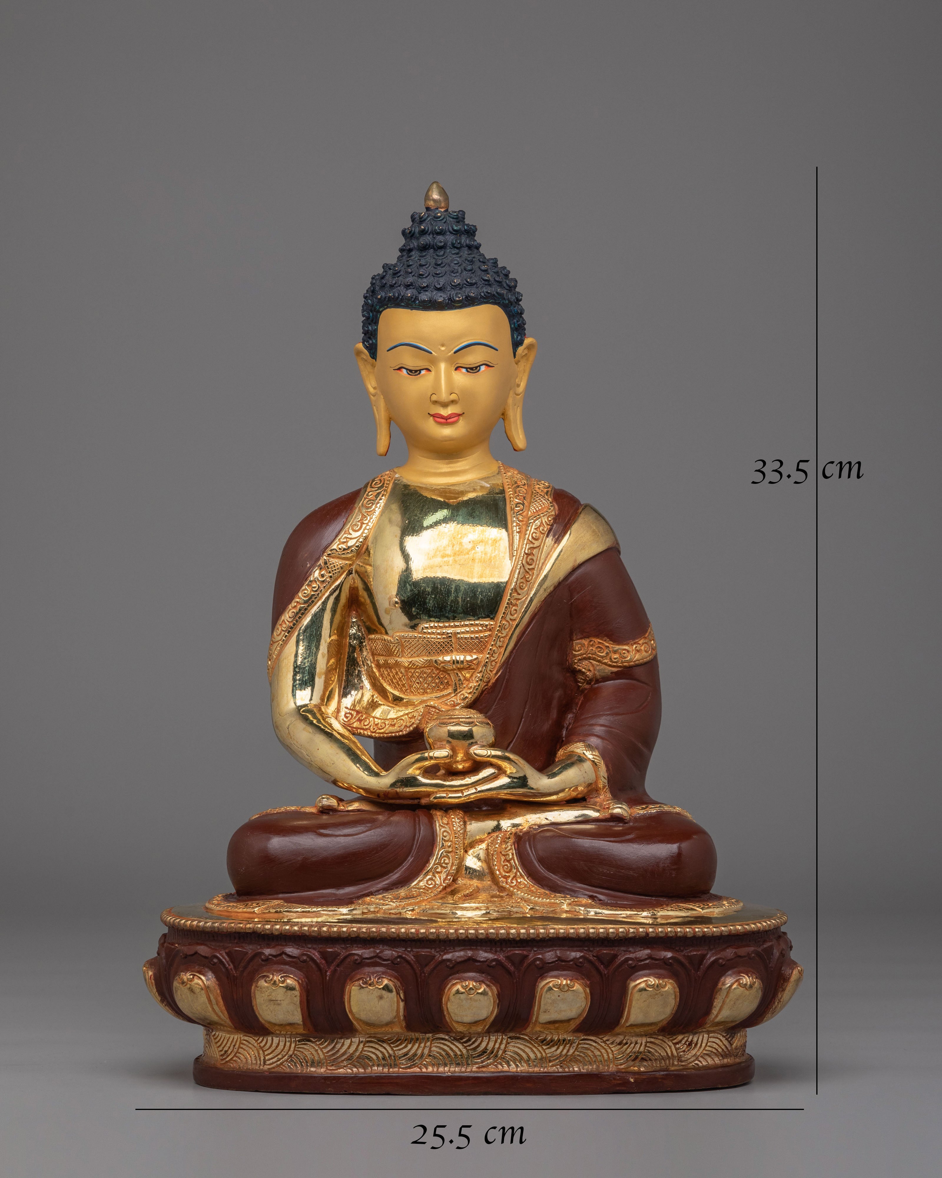 Tibetan Amitabha Buddha Altar Statue | Handcrafted Copper Body with Gold Plating