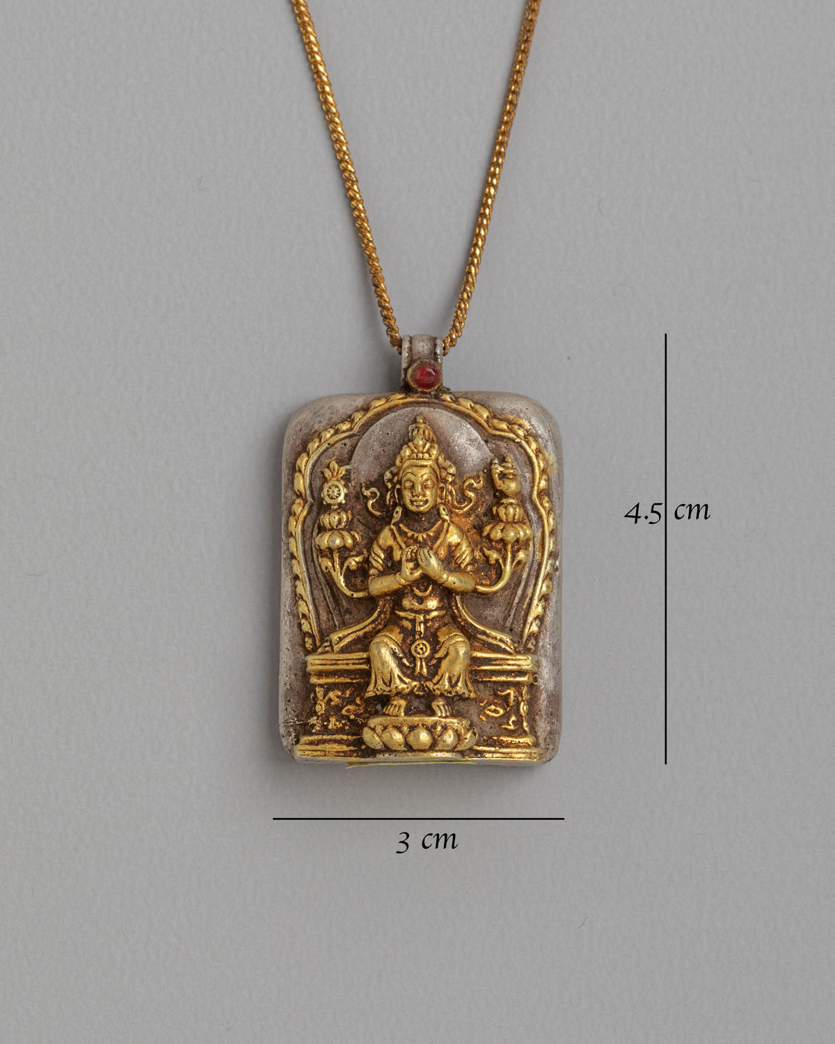 Buddhist Maitreya Locket | 92.5 Sterling Silver Fire Gilt Pendant