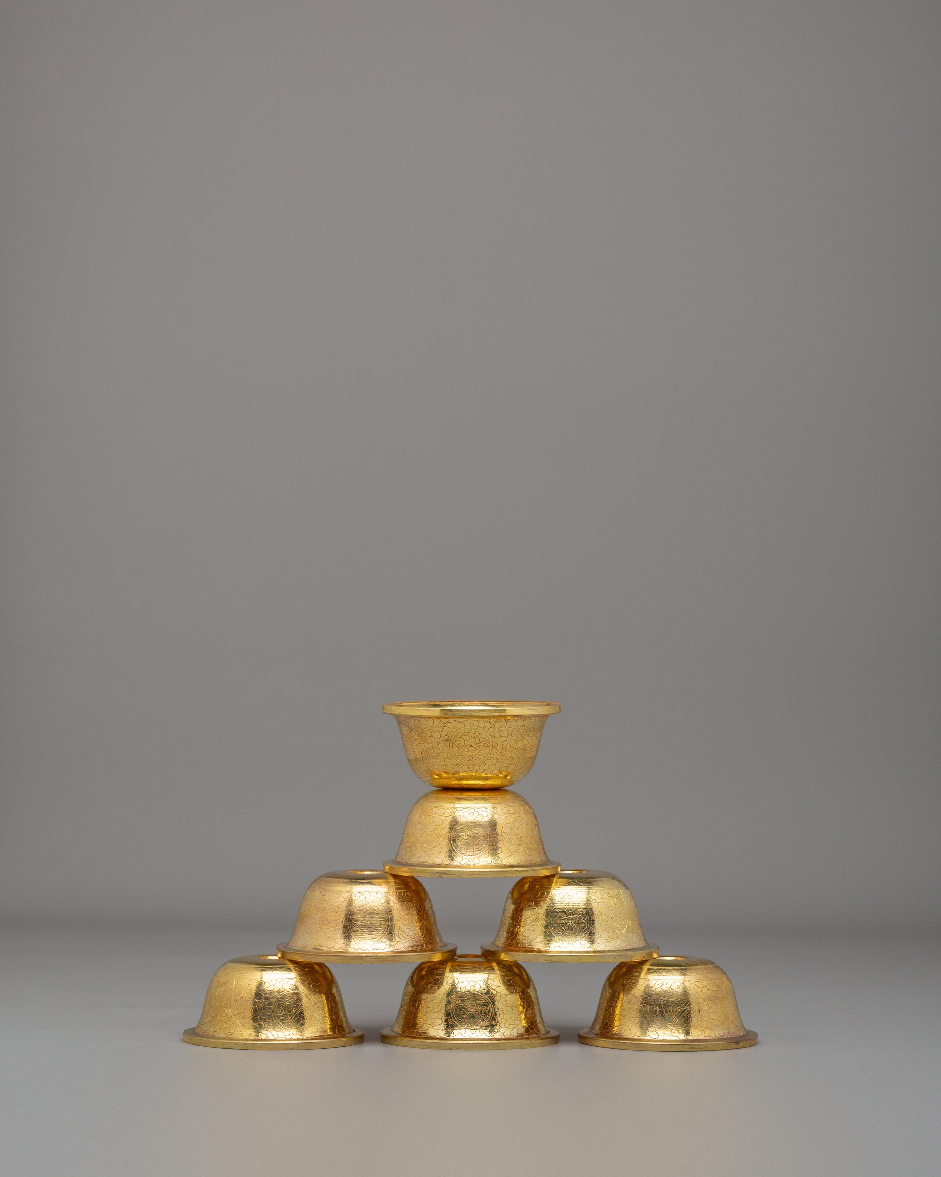 Tibetan Offering Bowl Set For Blessings | Sacred Copper Ritual Bowls