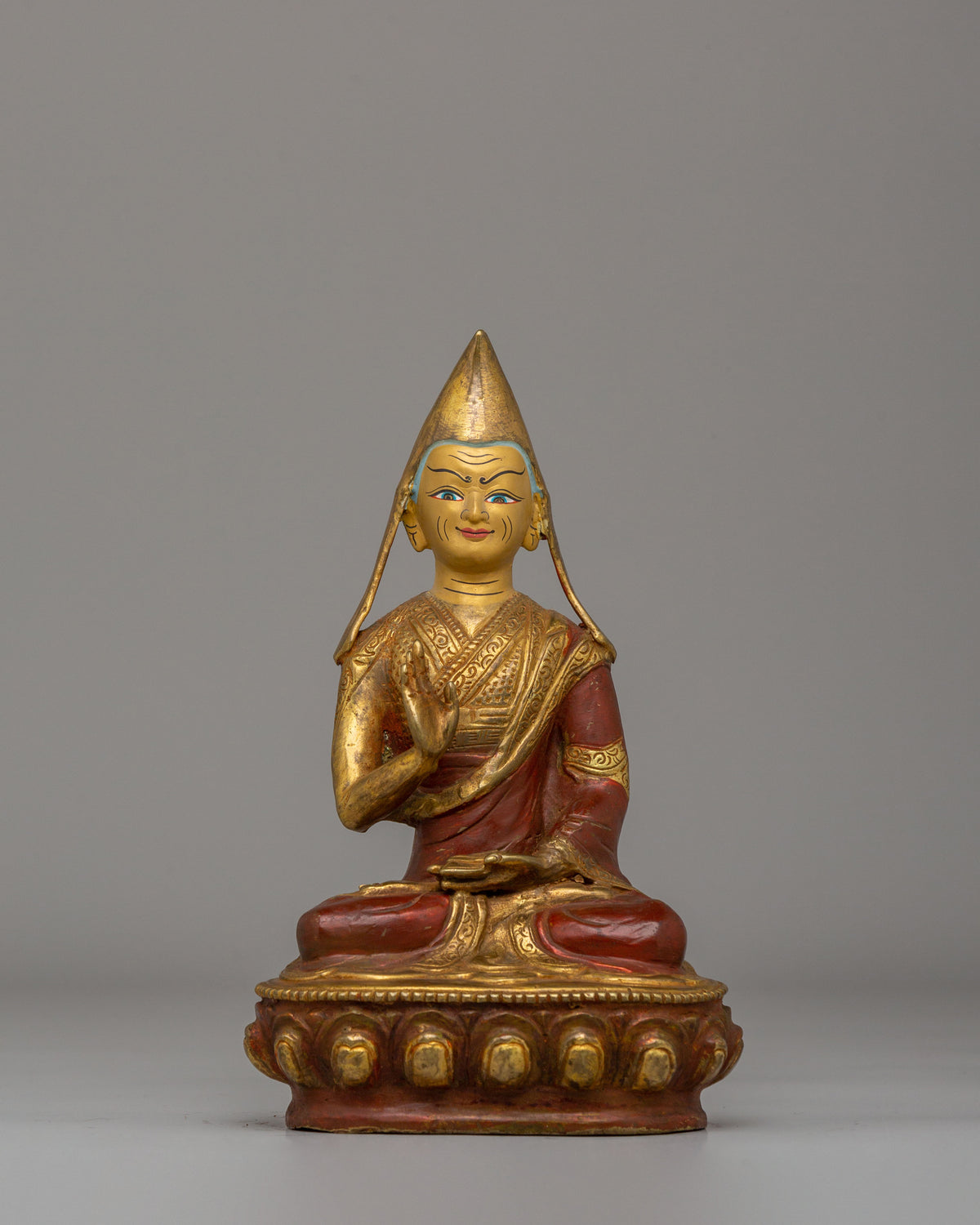 Handcrafted Tsongkhapa Set Statue | Tibetan Buddhist Master