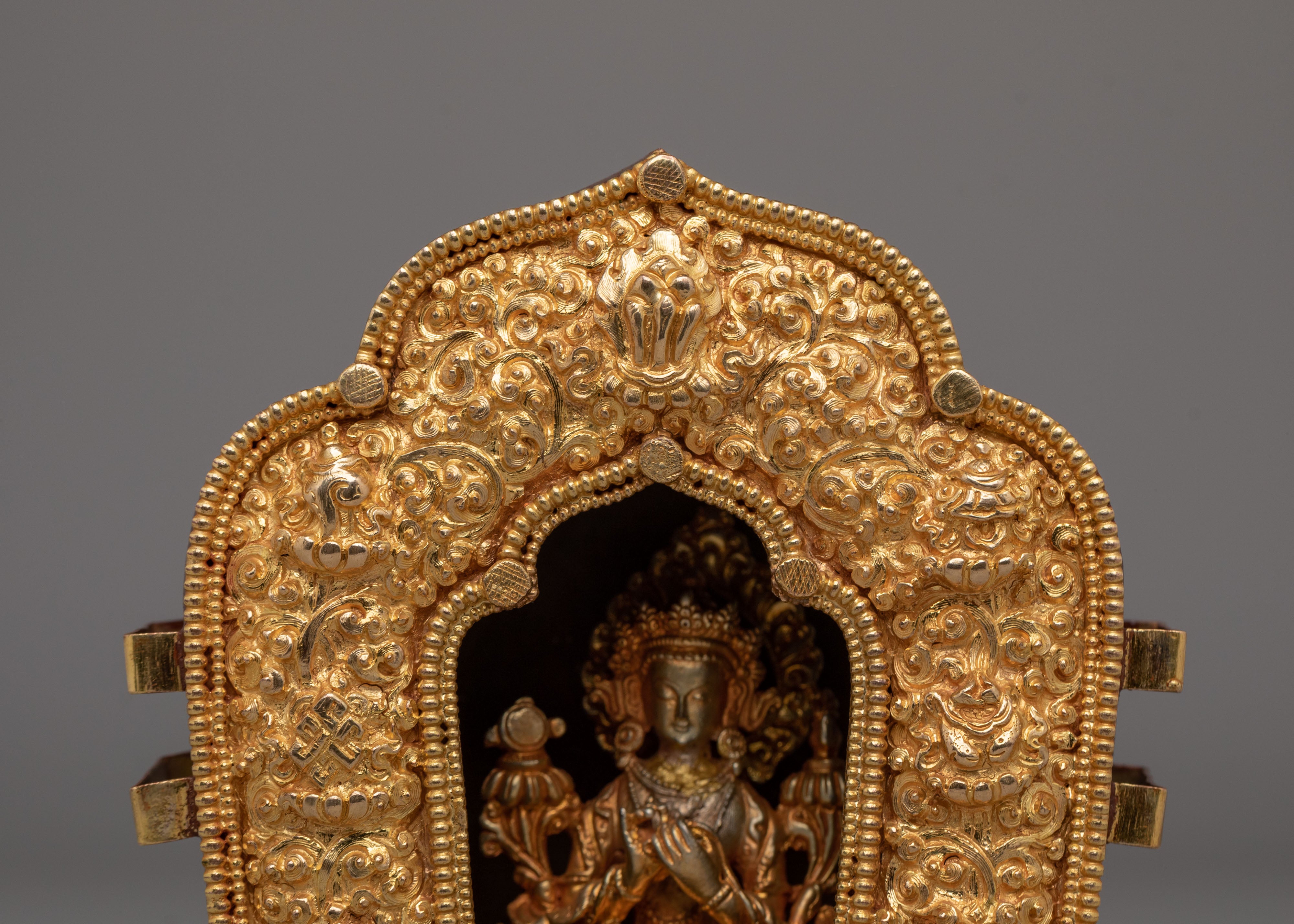 Spiritual Altar Ghau Box | Tibetan Copper Shrine