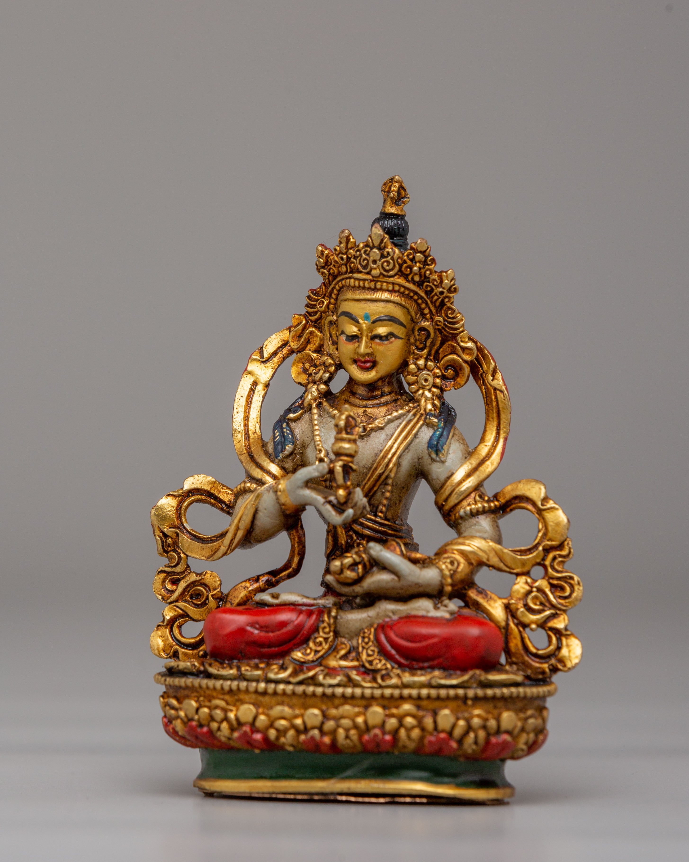 Ceremonial Vajrasattva Shrine Statue | 24K Gold Plated Tibetan Buddha