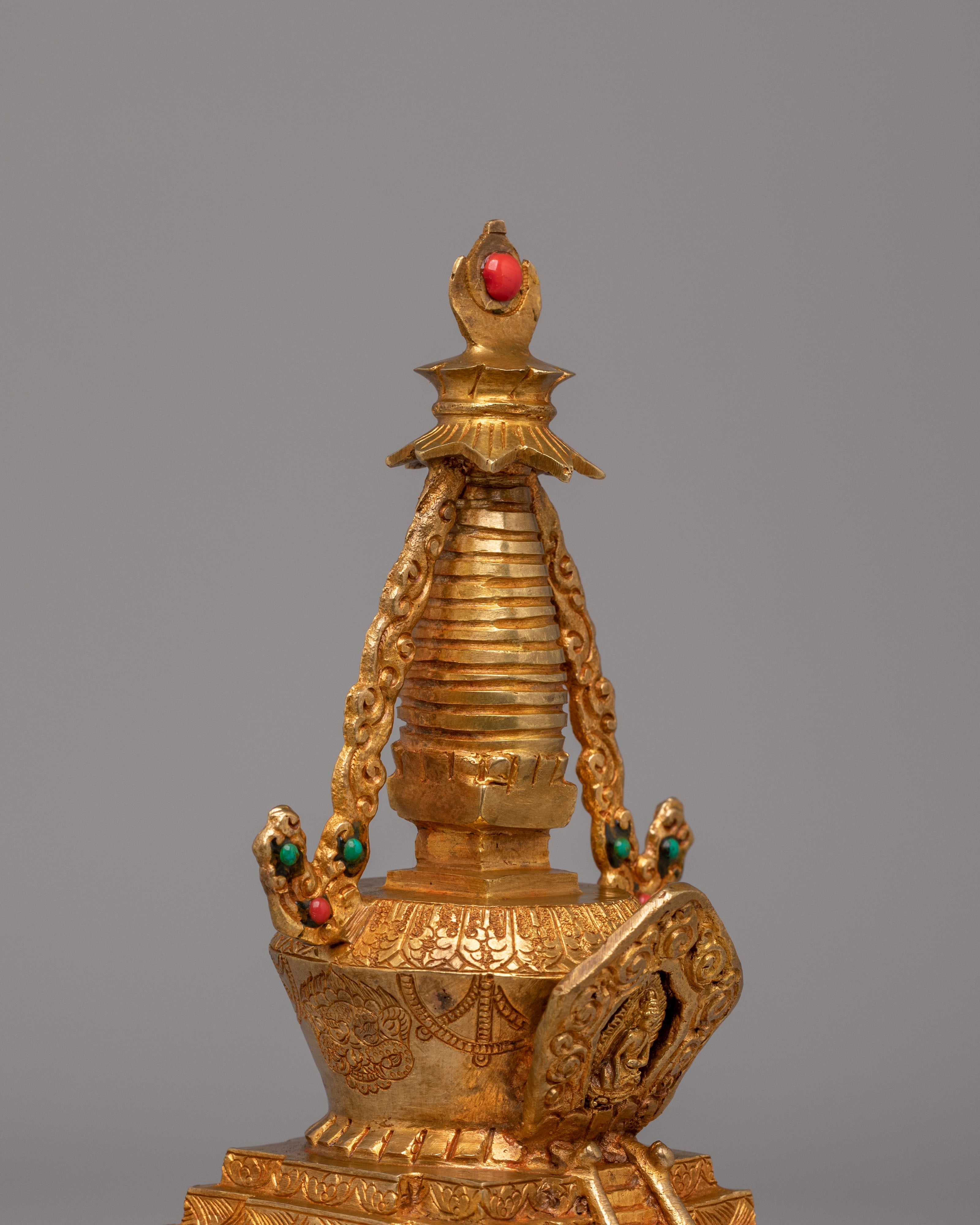 Buddhist Descent from Heaven Stupa | Sacred Tibetan Art for Spiritual Meditation