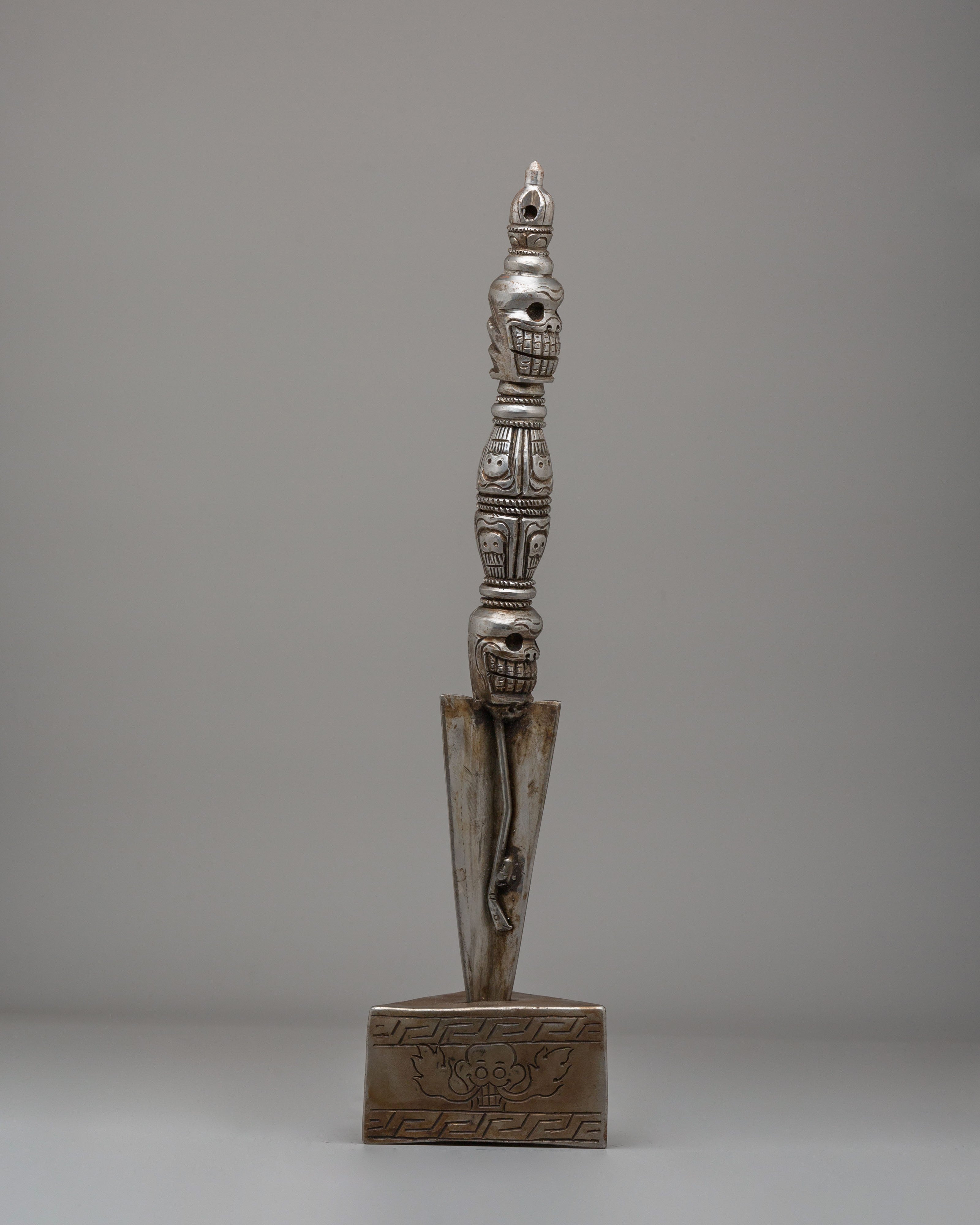 Handcrafted Tibetan Kila Ritual Dagger | Iron Phurba for Spiritual Practices