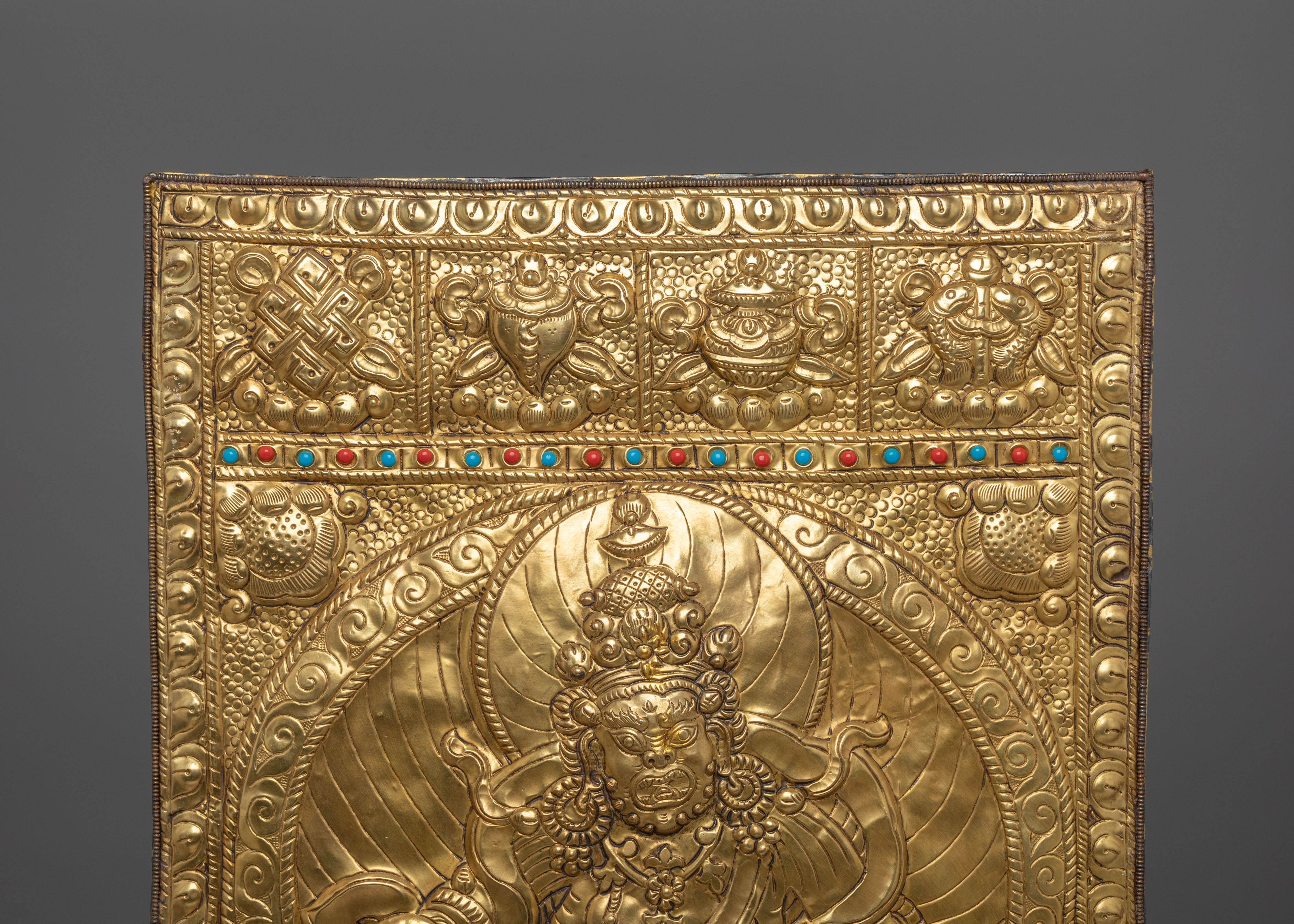 Buddhist Prosperity Deity Wall Hanging Art | Handmade Wooden Artwork