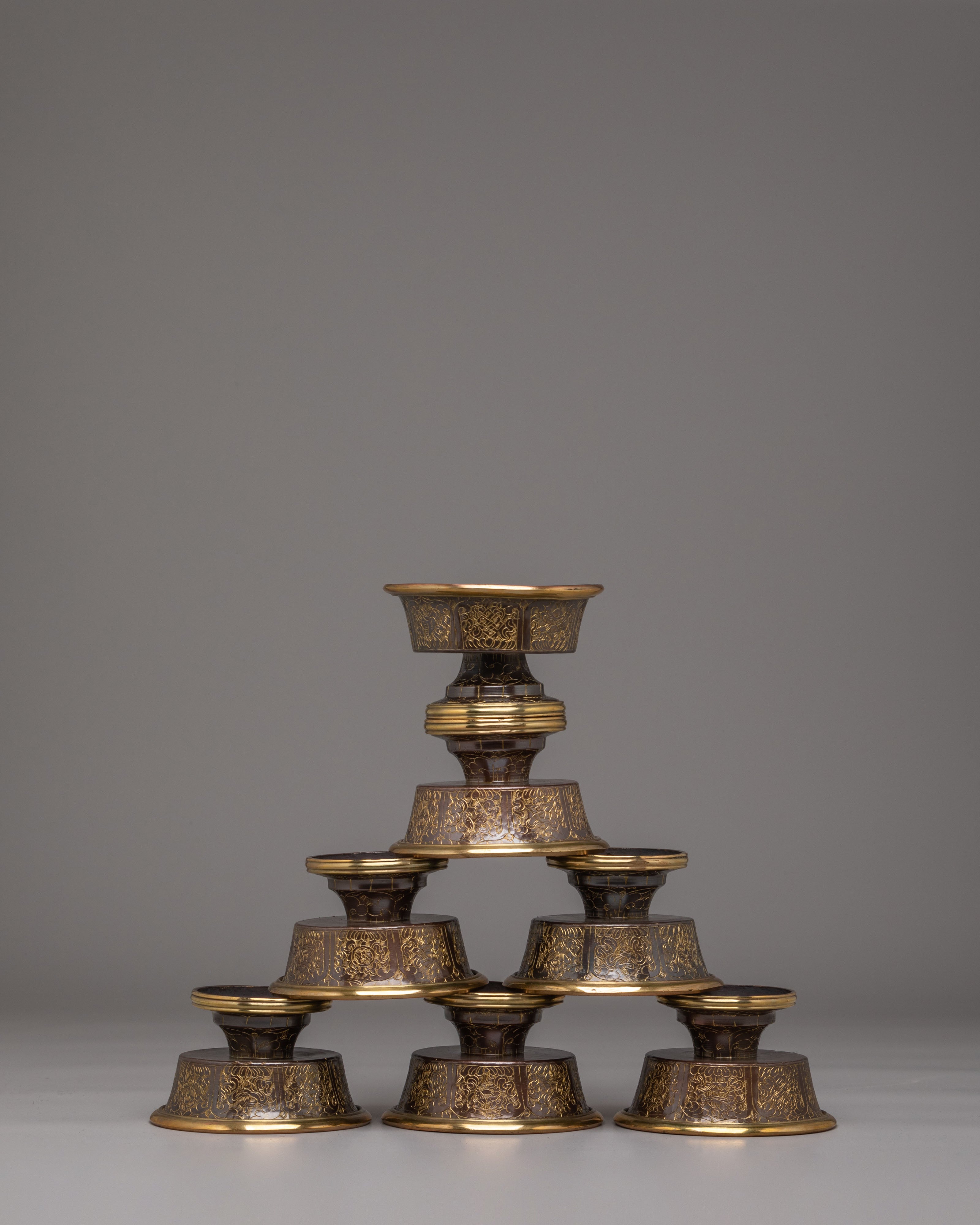 Ritual Offering Bowls Set | Handcrafted Tibetan Ritual Bowls
