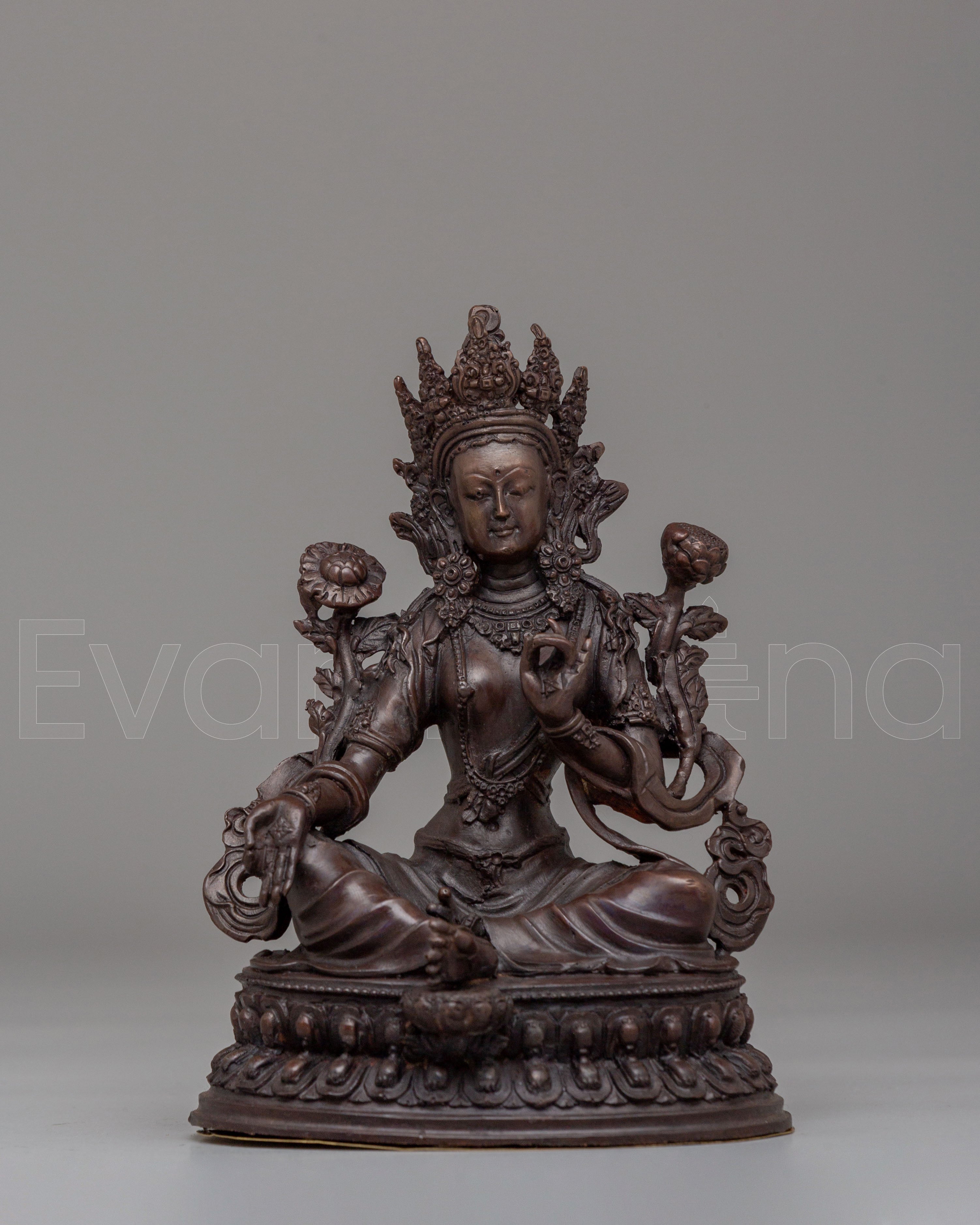 Handmade Green Tara Altar Statue | Spiritual Decor for Meditation &amp; Rituals