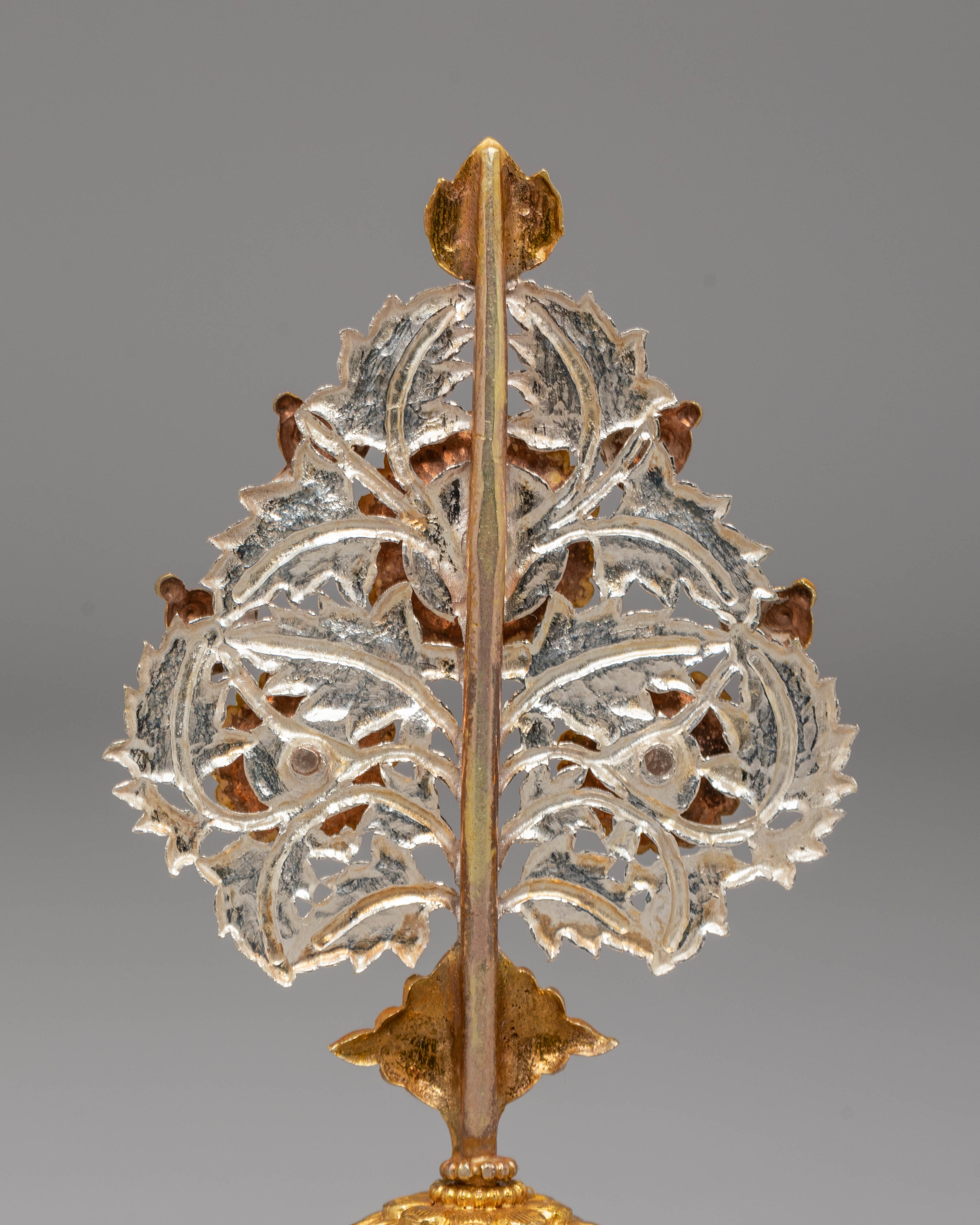 Tibetan Buddhist Tree Sculpture | Gold Silver Sacred Altar Offering