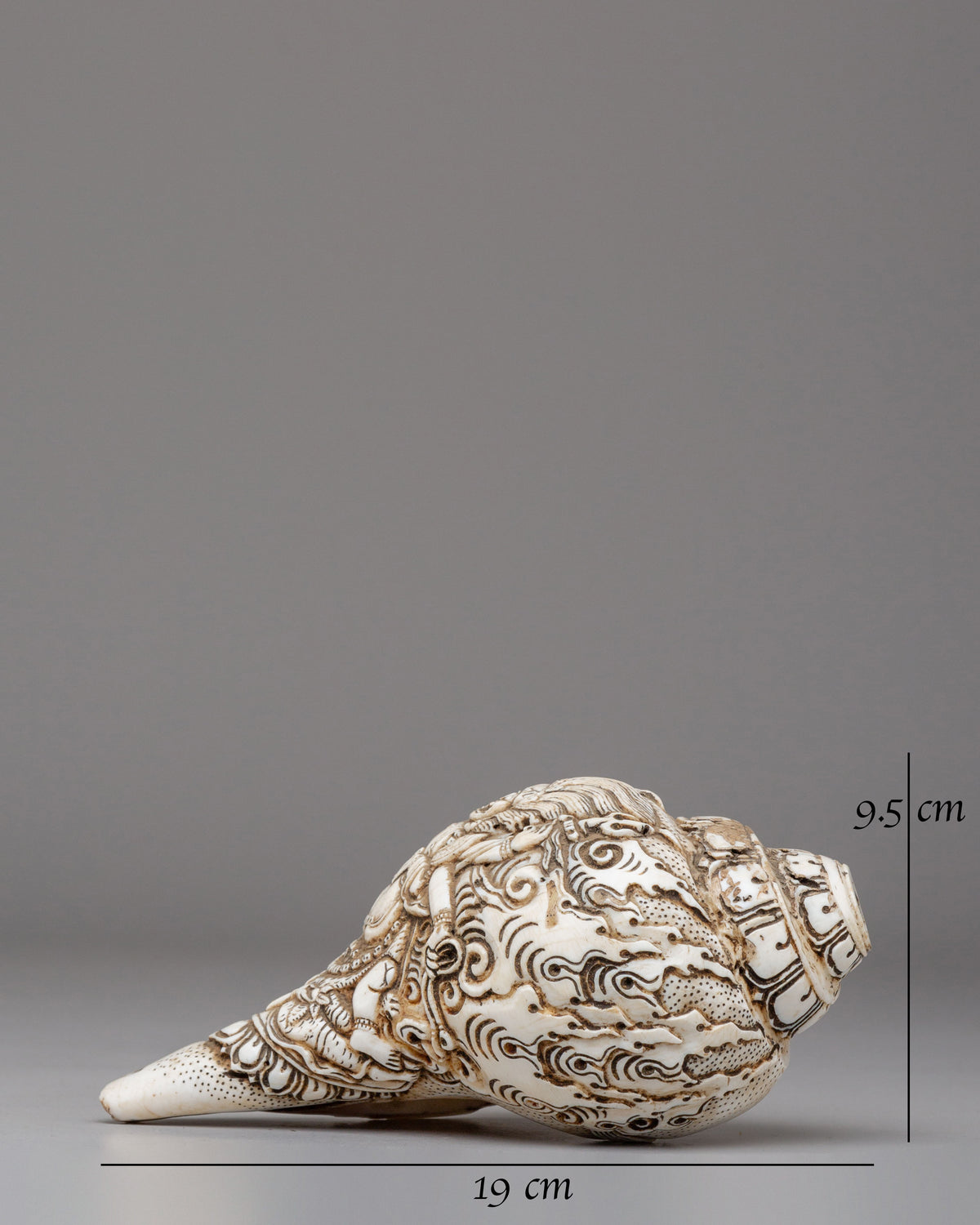 Six-Armed Mahakala Conch | Sacred Carved Ritual Shell
