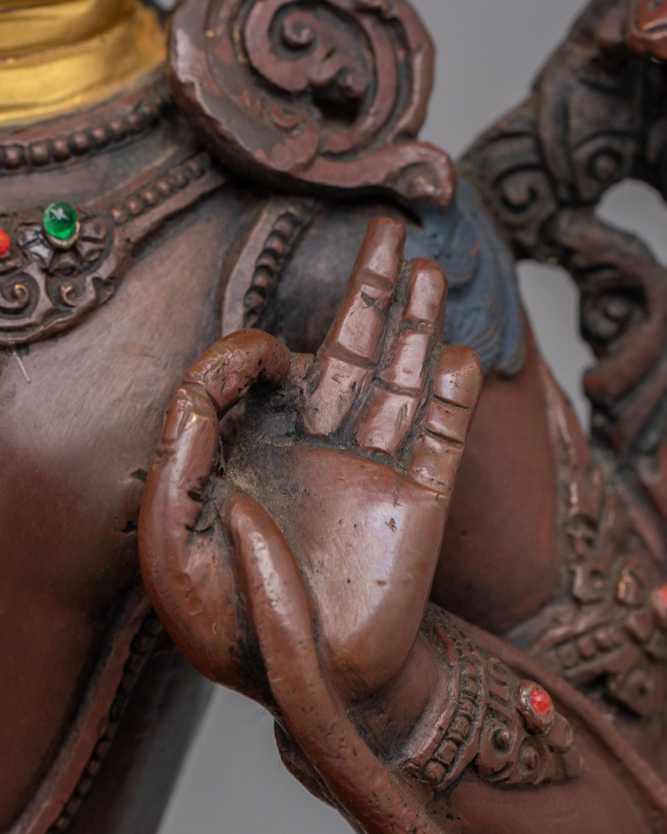 Tibetan Altar Manjushri Statue | Copper Body with 24K Gold Plating