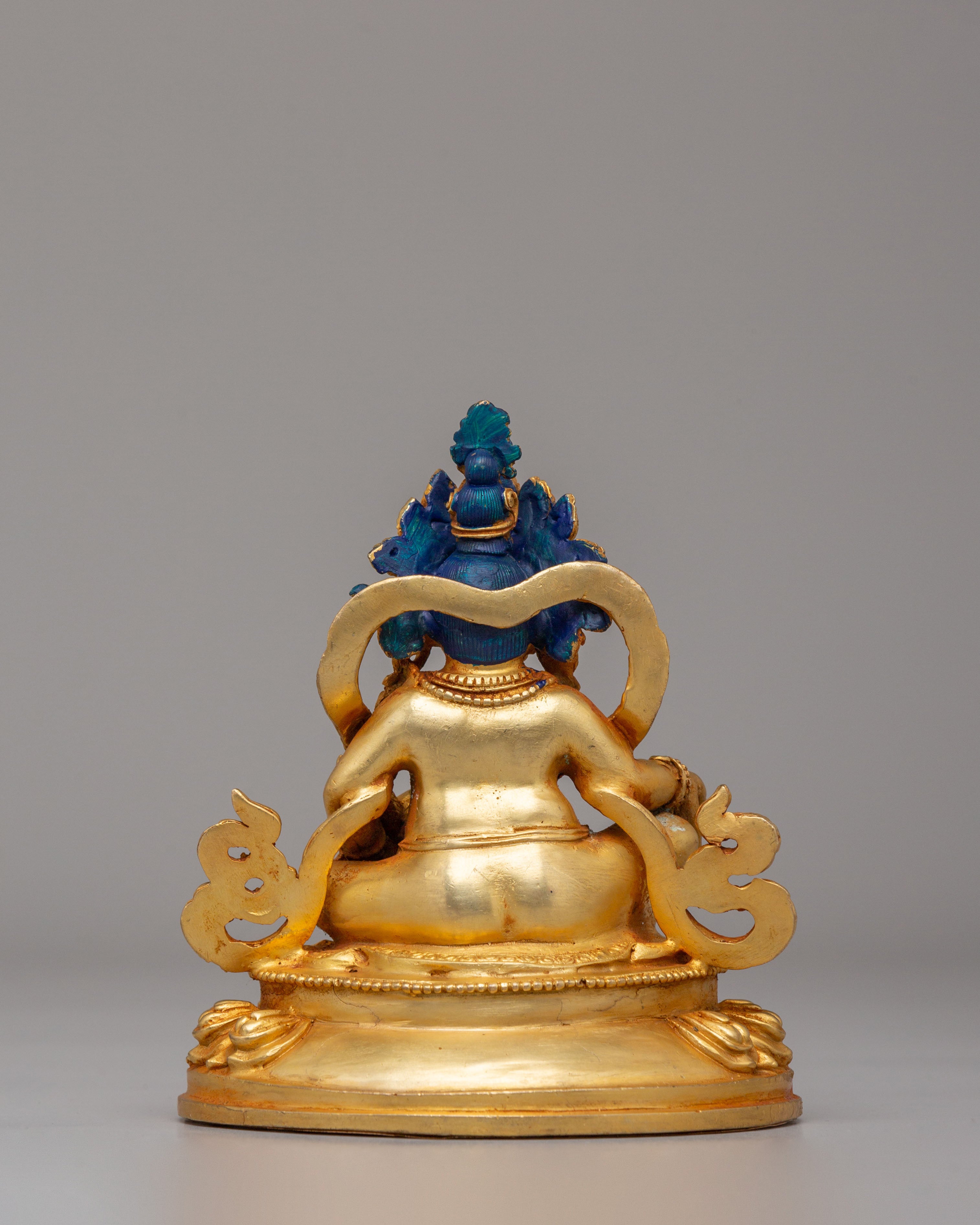 Traditional Dzambhala Deity Statue | Handcrafted Gold-Plated Copper Art