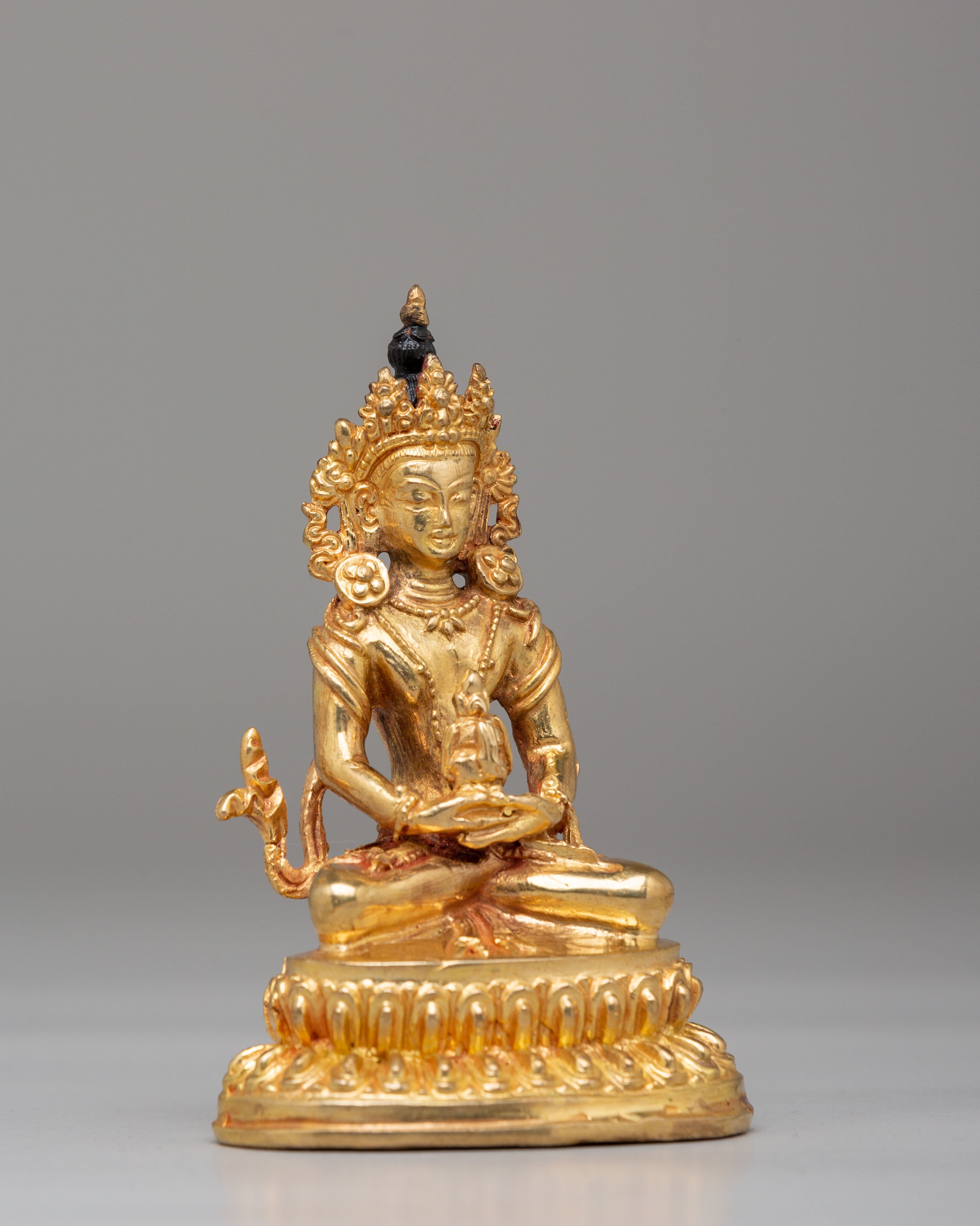 Sacred Amitayus Longevity Deity Statue | Mercury Gold Plated Copper