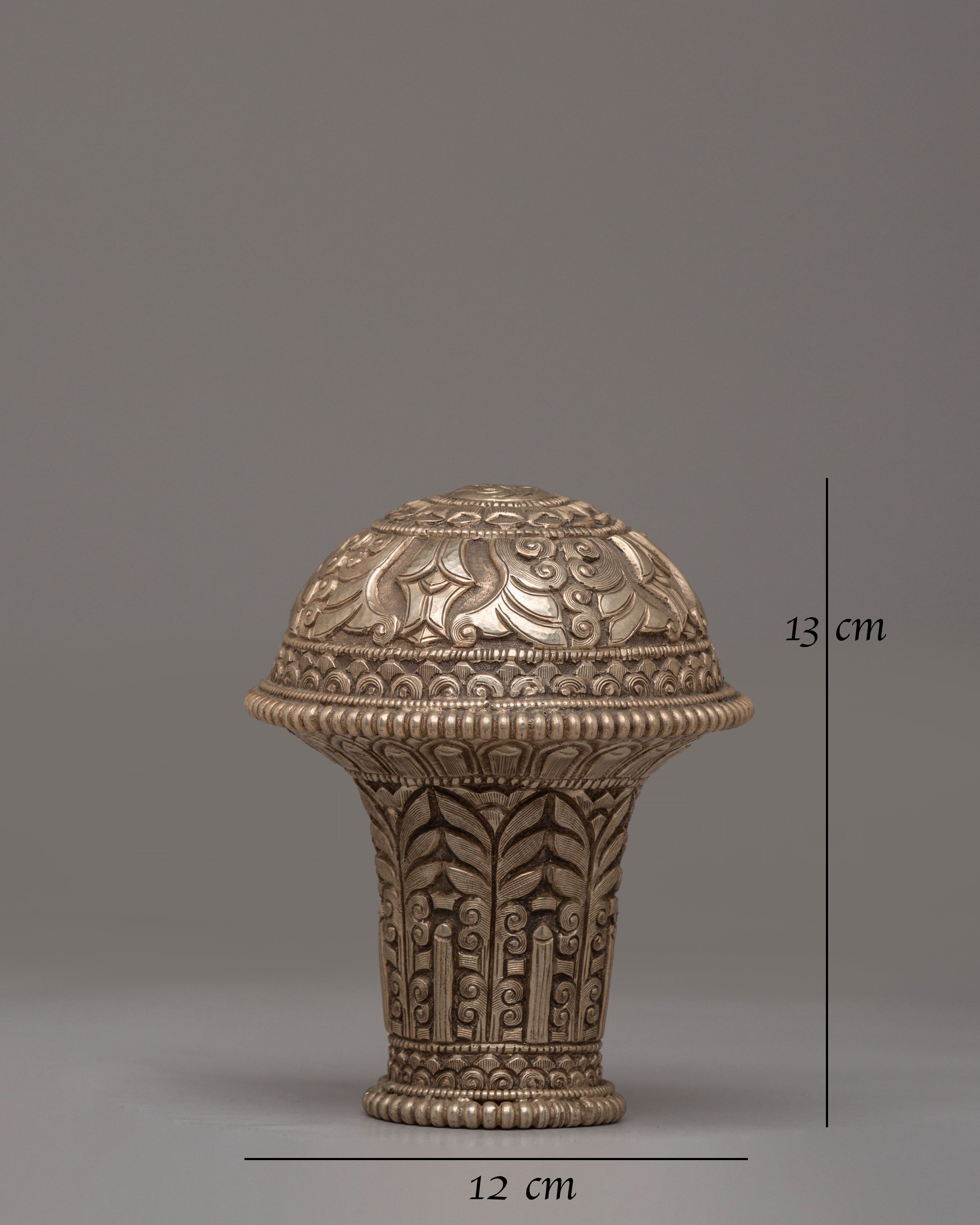 Brocade stick Caps for Thangkas - Oxidized Copper Body