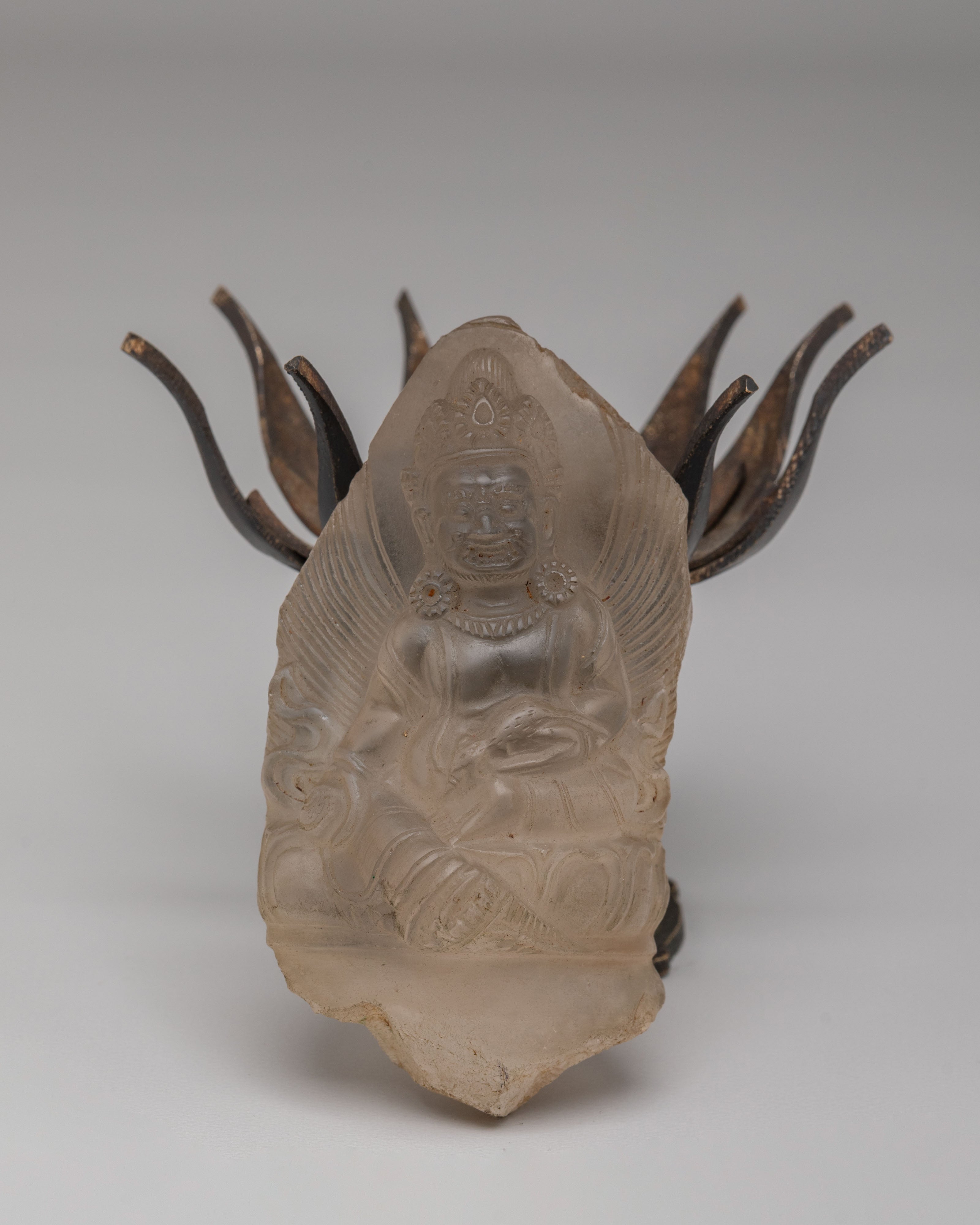 Handcrafted Dzambhala on Lotus | Tibetan Wealth Deity Statue