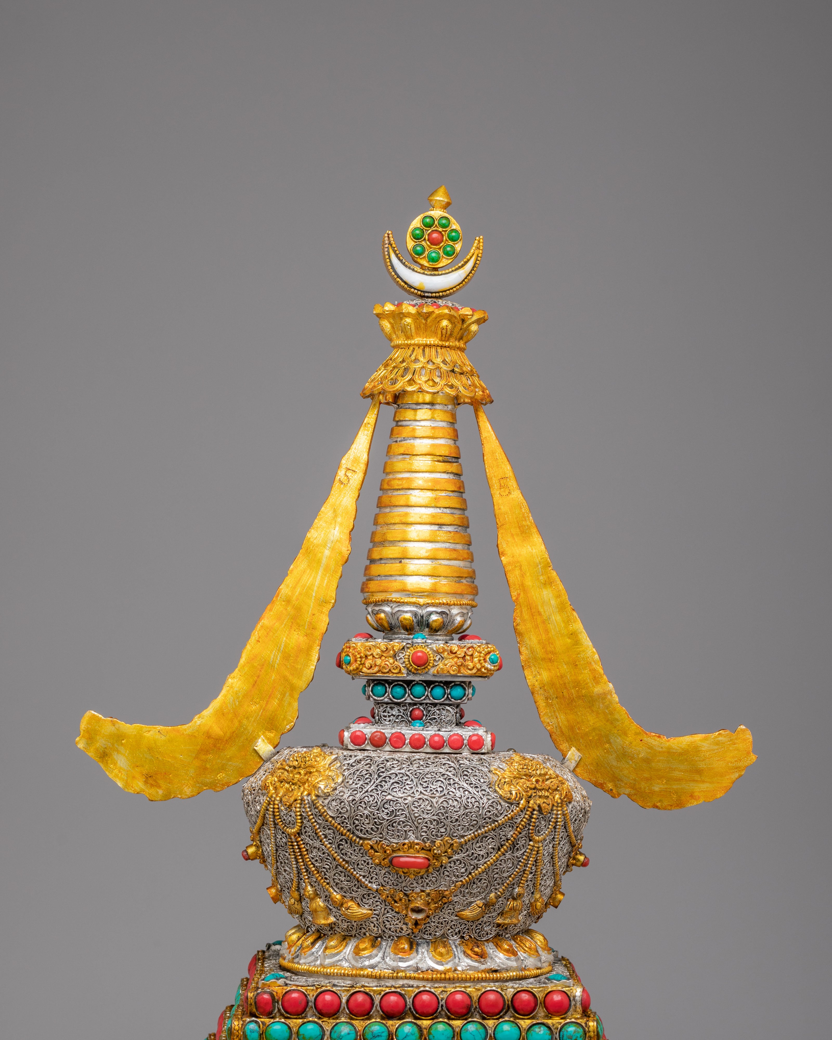 Spiritual Enlightenment Stupa for Altar | Handcrafted Copper Stupa for Meditation