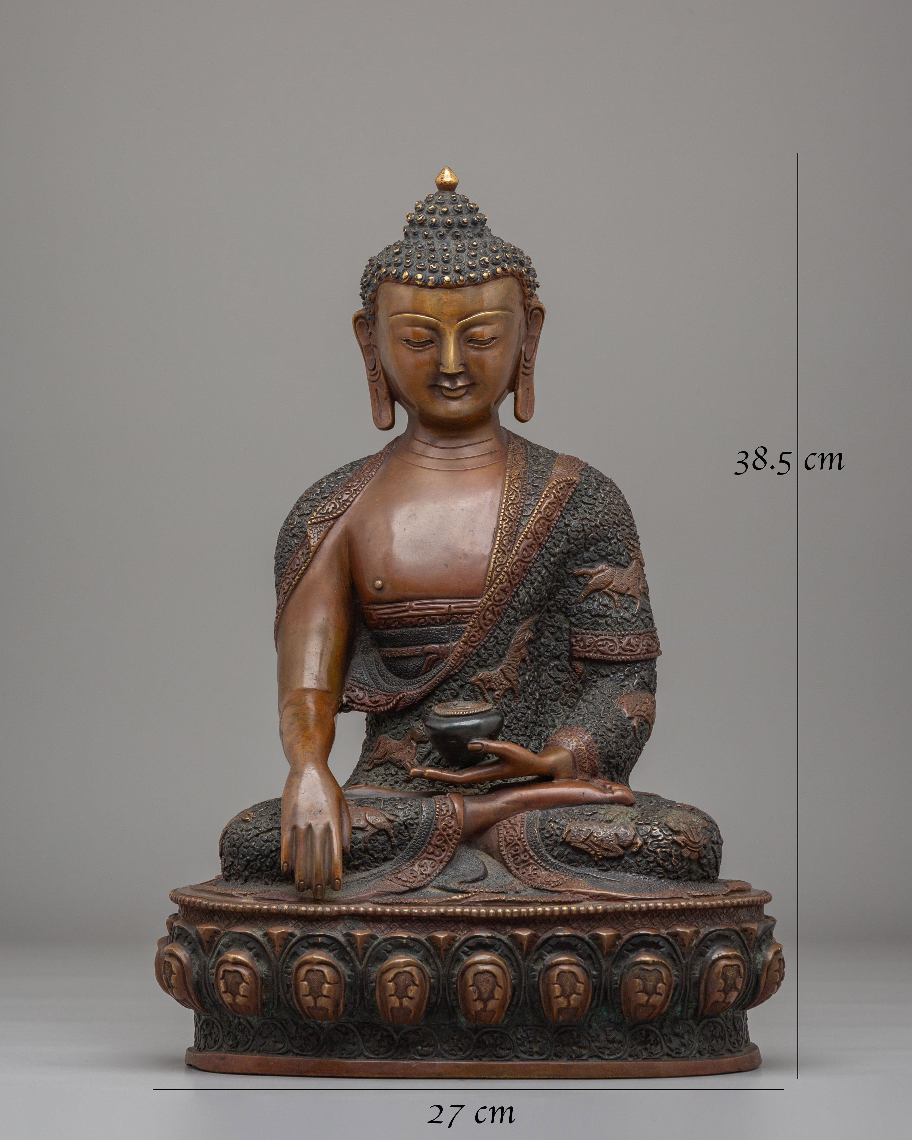 Namo Altar Shakyamuni Buddha Statue | Oxidized Copper Buddhist Sculpture