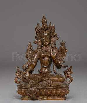Oxidized Copper Statue of Green | Mother of All Buddhas